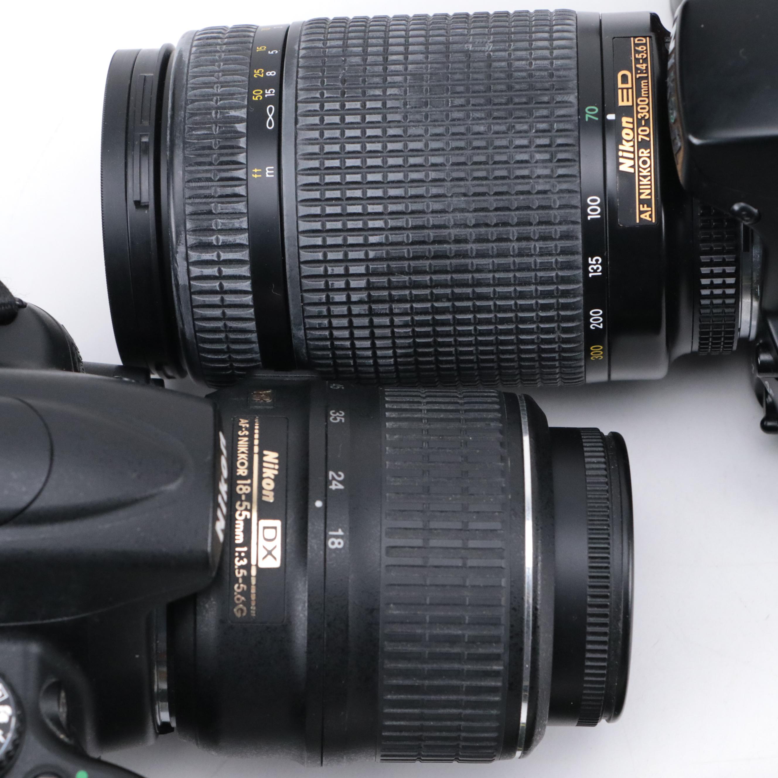 Nikon D5000 Digital Camera and N60 SLR Camera with Camera Accessories