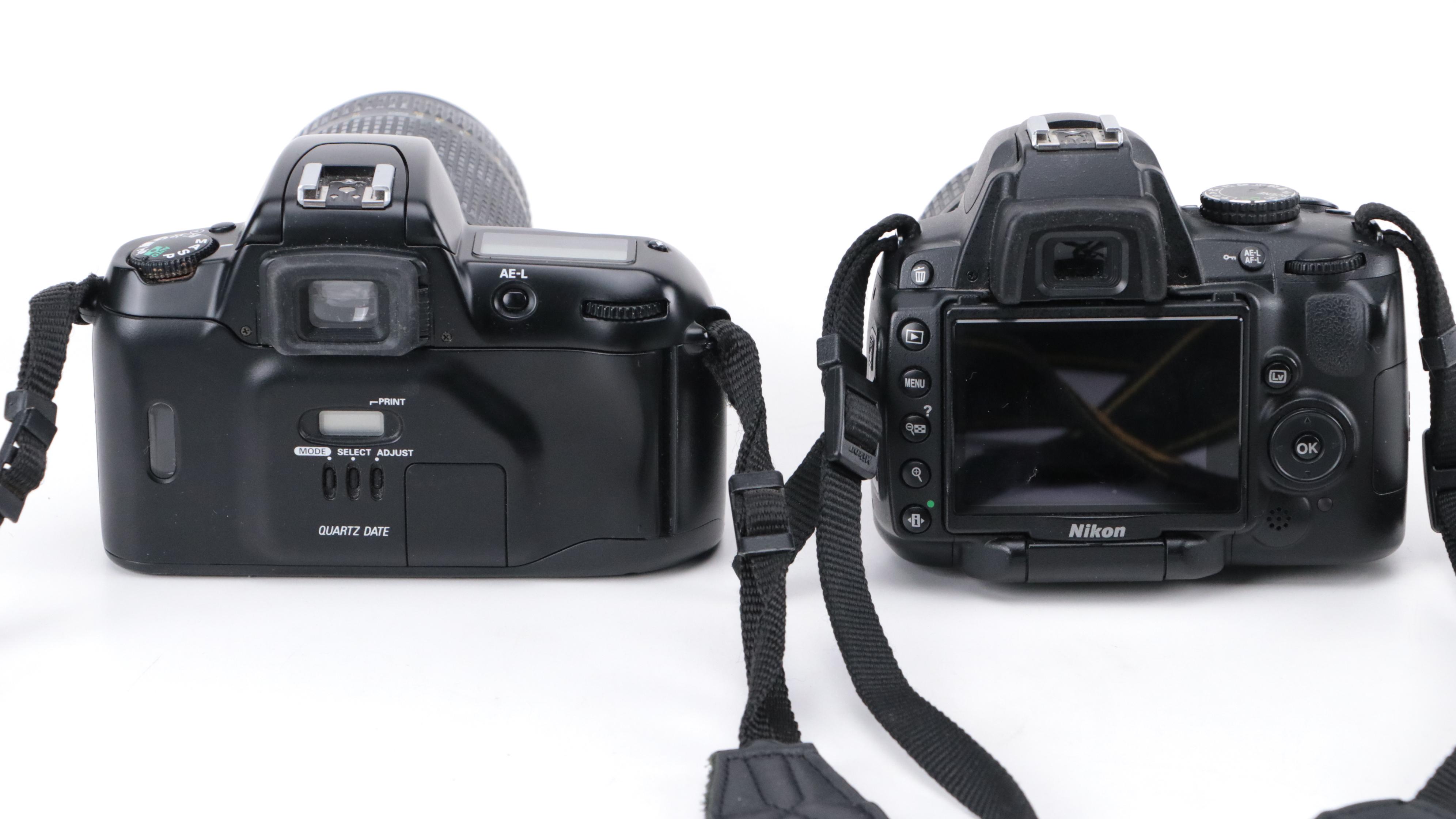 Nikon D5000 Digital Camera and N60 SLR Camera with Camera Accessories