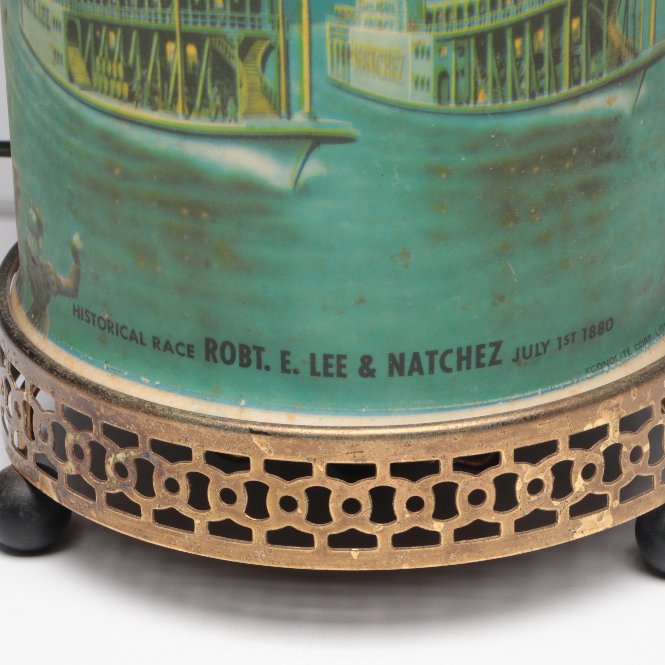 Econolite Motion Light Riverboat Lamp with Boats of the Ohio Glass Tumblers