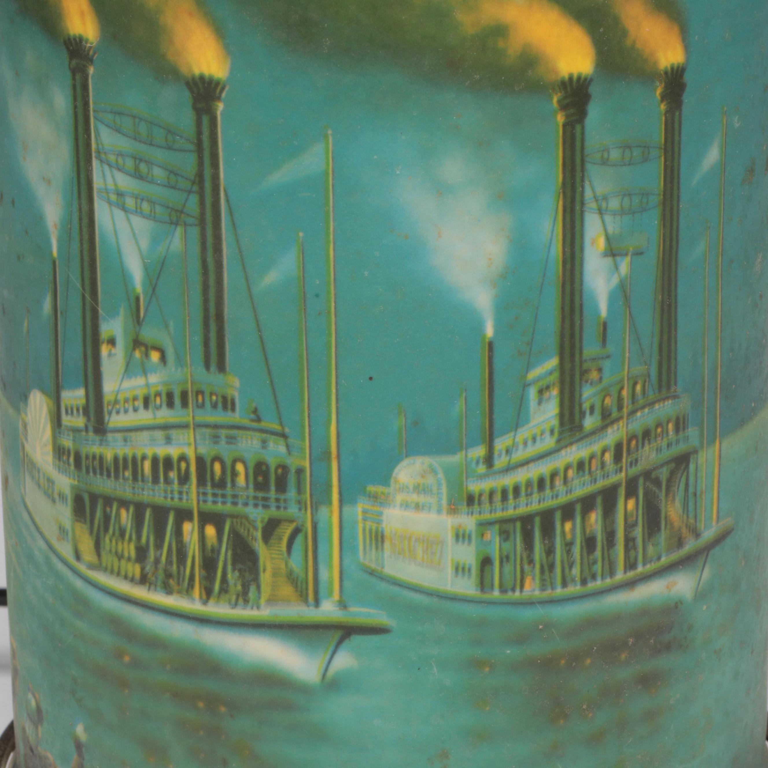 Econolite Motion Light Riverboat Lamp with Boats of the Ohio Glass Tumblers