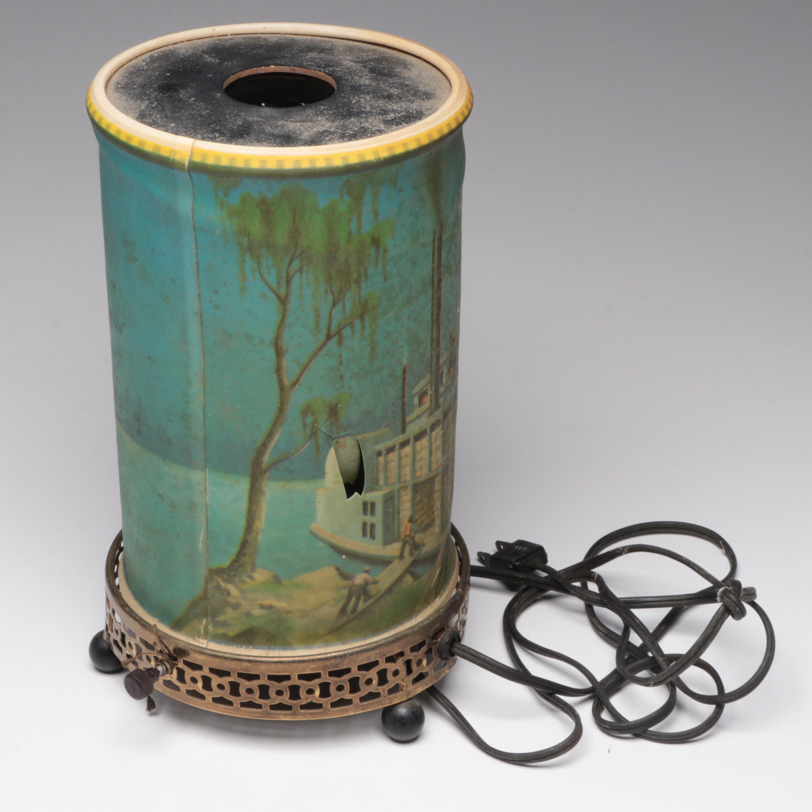 Econolite Motion Light Riverboat Lamp with Boats of the Ohio Glass Tumblers