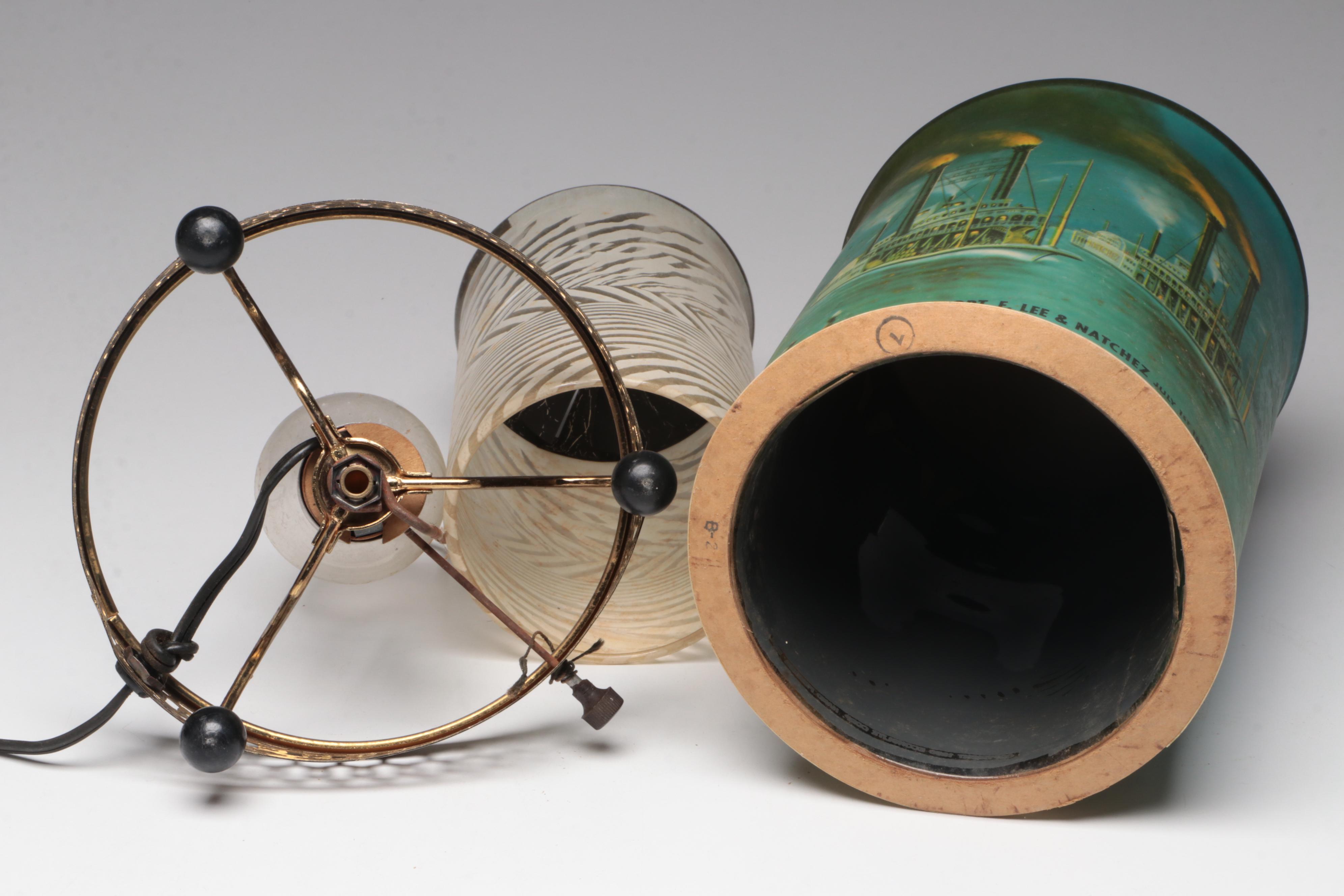 Econolite Motion Light Riverboat Lamp with Boats of the Ohio Glass Tumblers