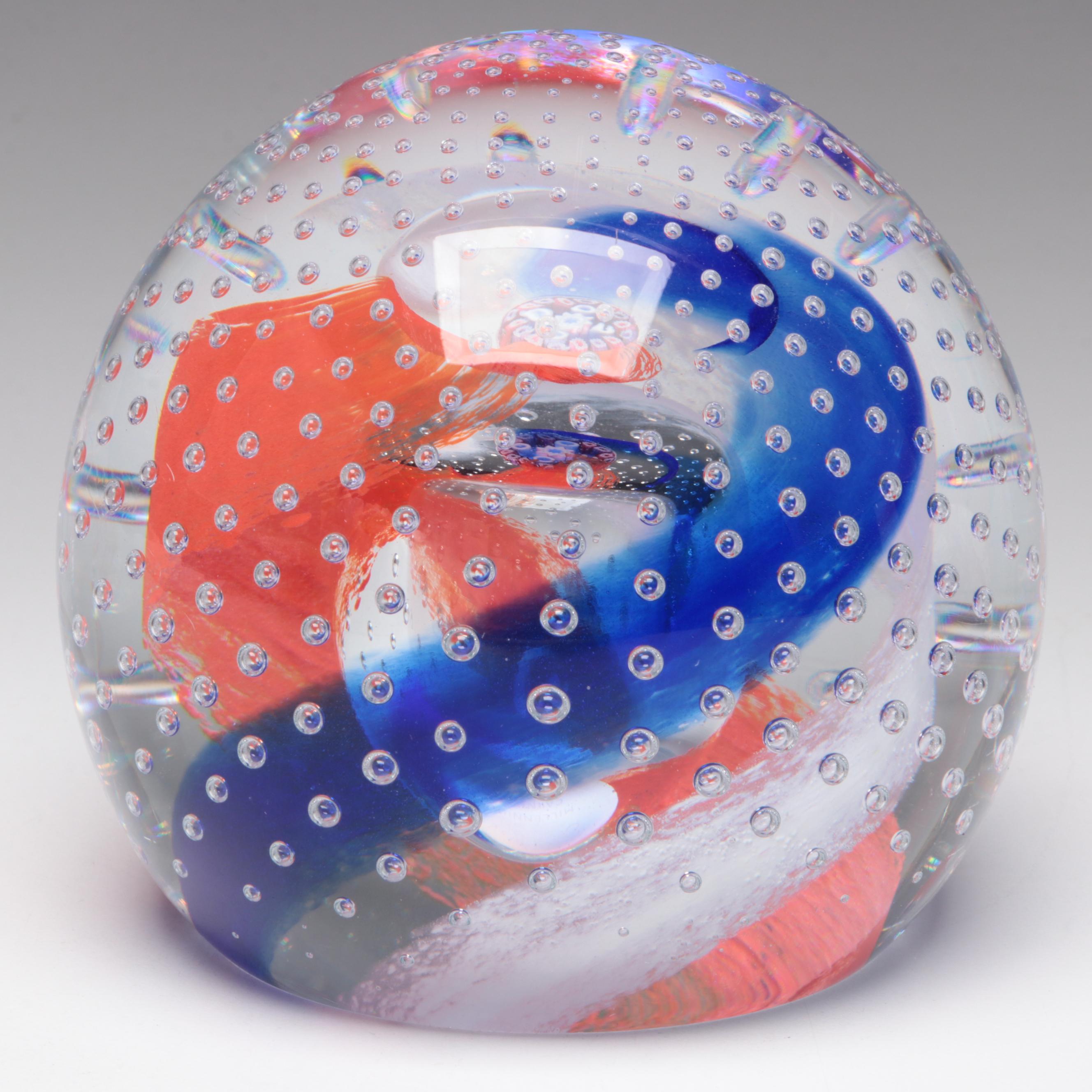 Caithness "Large Millennium Carnival" and "Reflections '95" Glass Paperweights