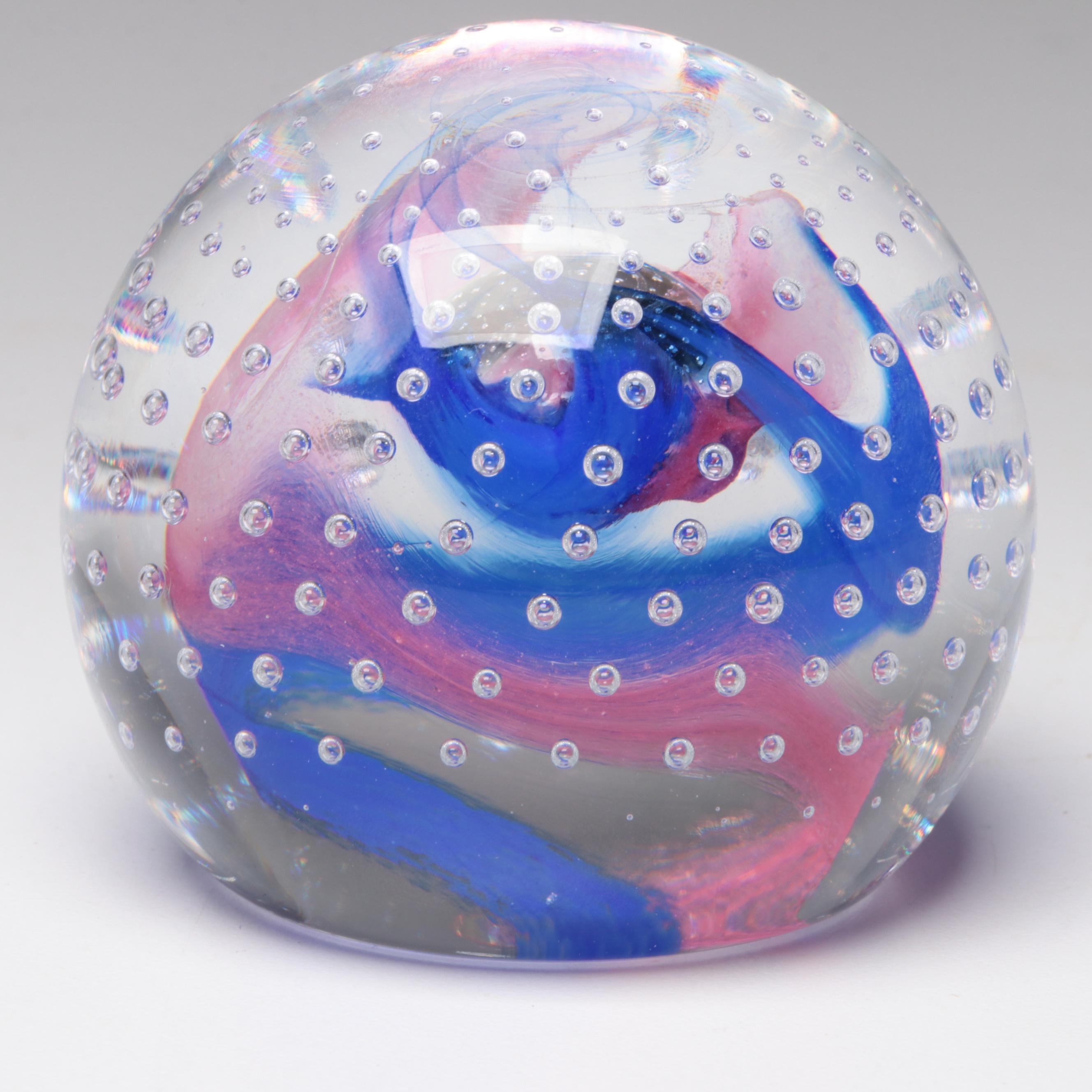 Caithness "Large Millennium Carnival" and "Reflections '95" Glass Paperweights