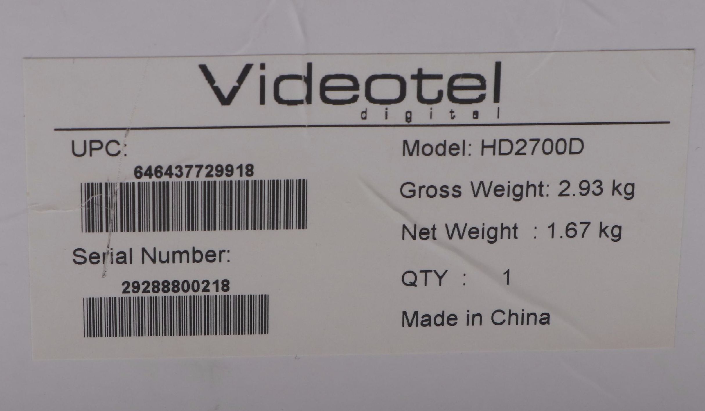 Videotel Digital Industrial Looping DVD Player