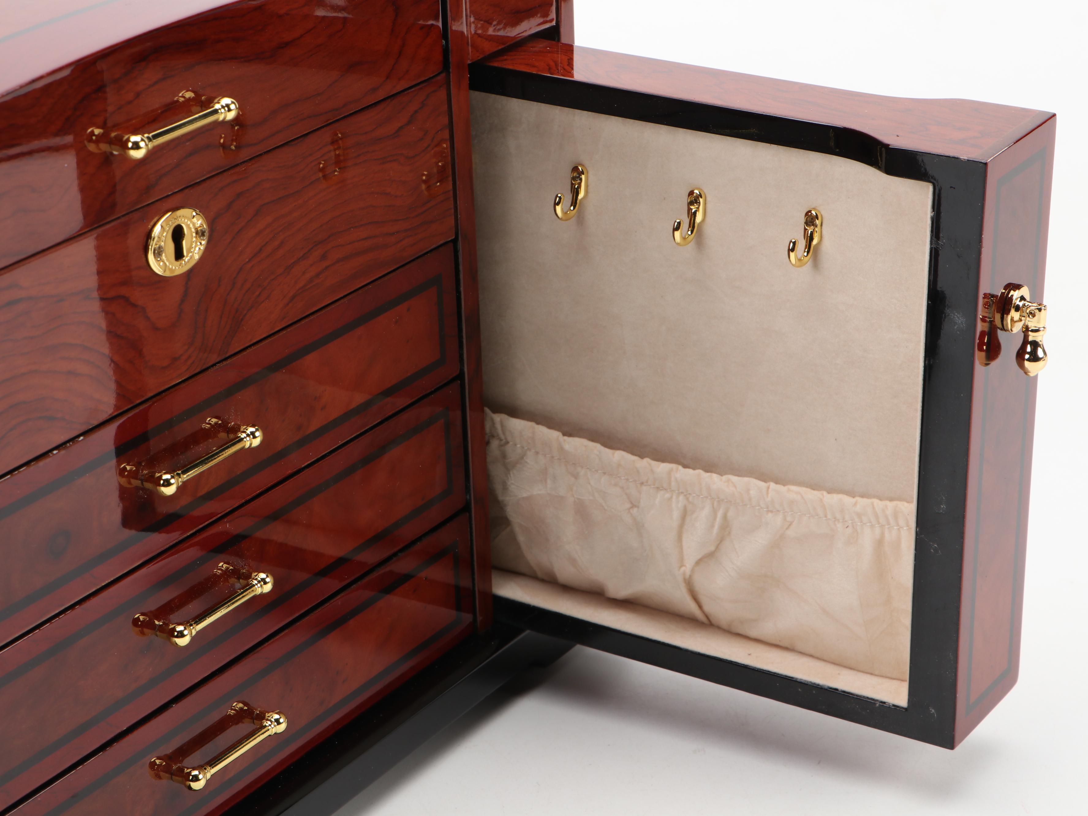 Jere Burlwood and Lacquered Veneer Jewelry Chest