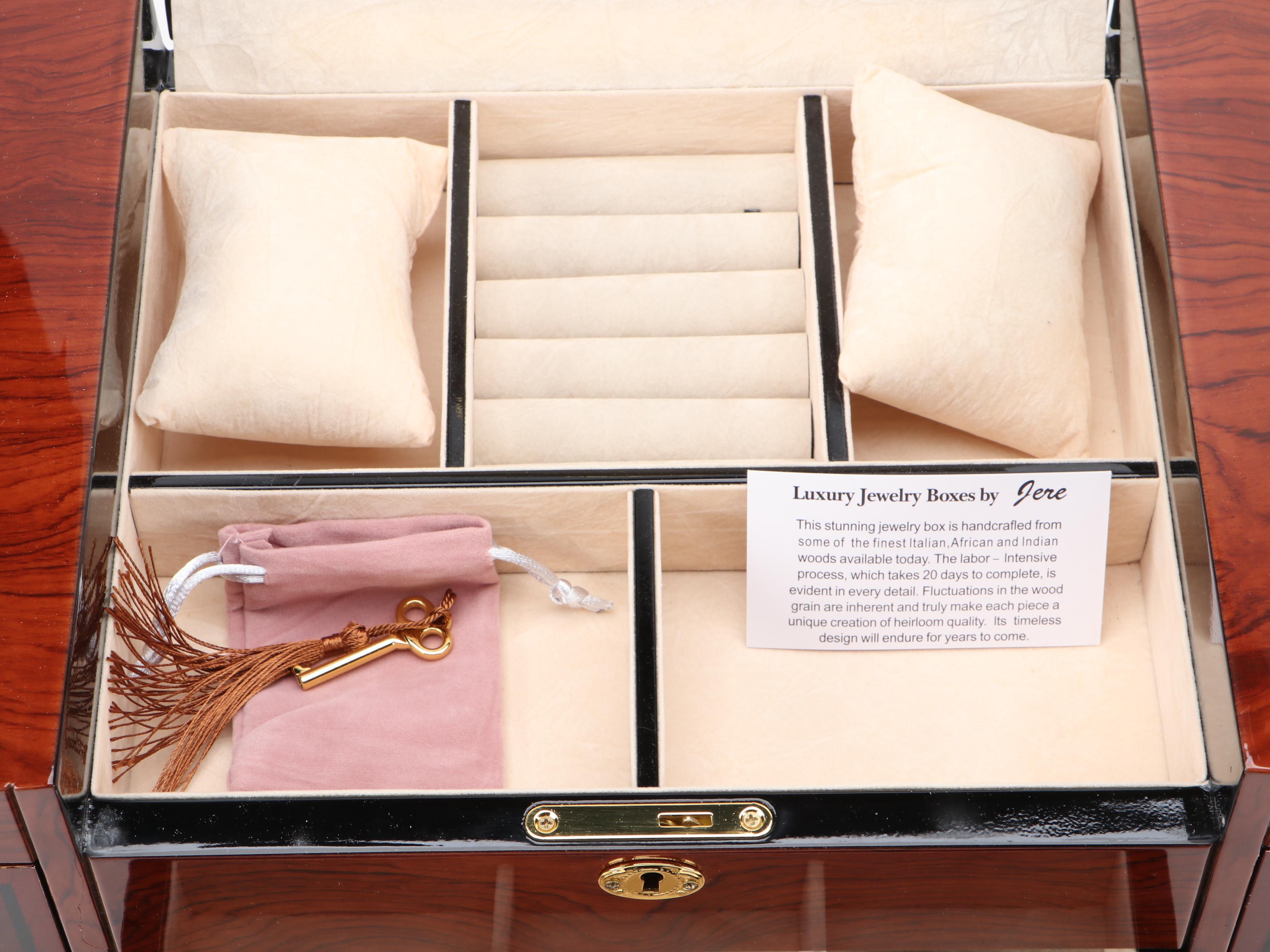 Jere Burlwood and Lacquered Veneer Jewelry Chest