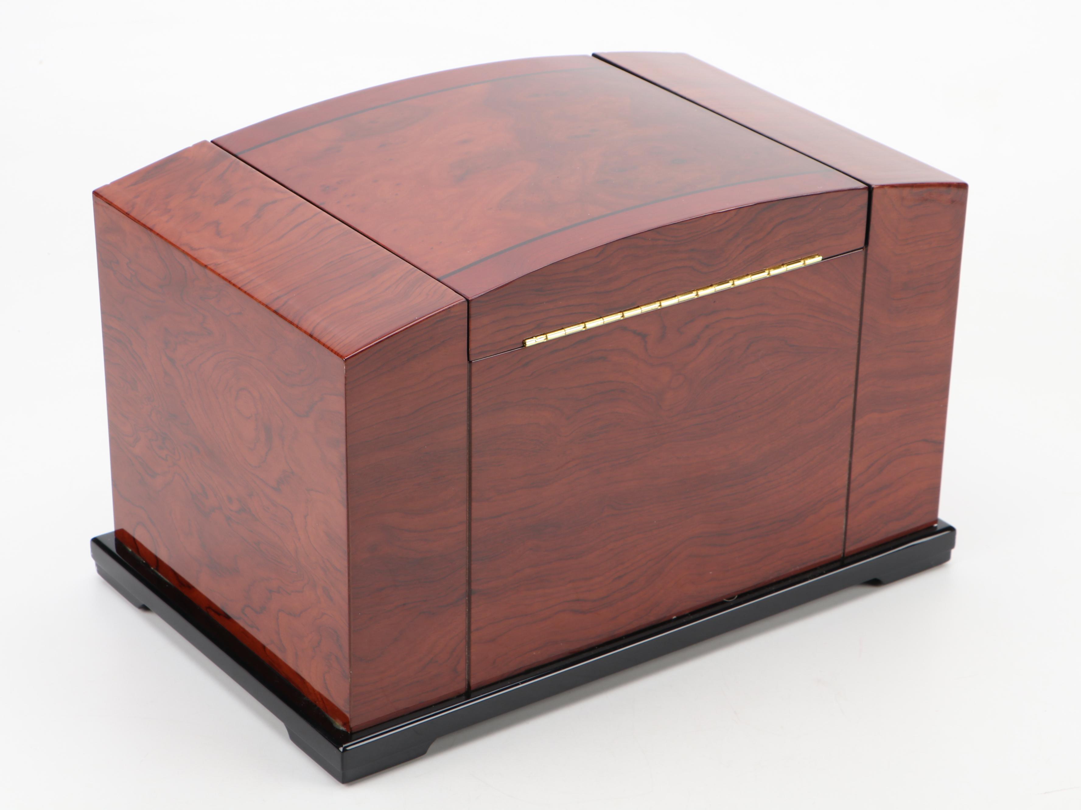 Jere Burlwood and Lacquered Veneer Jewelry Chest