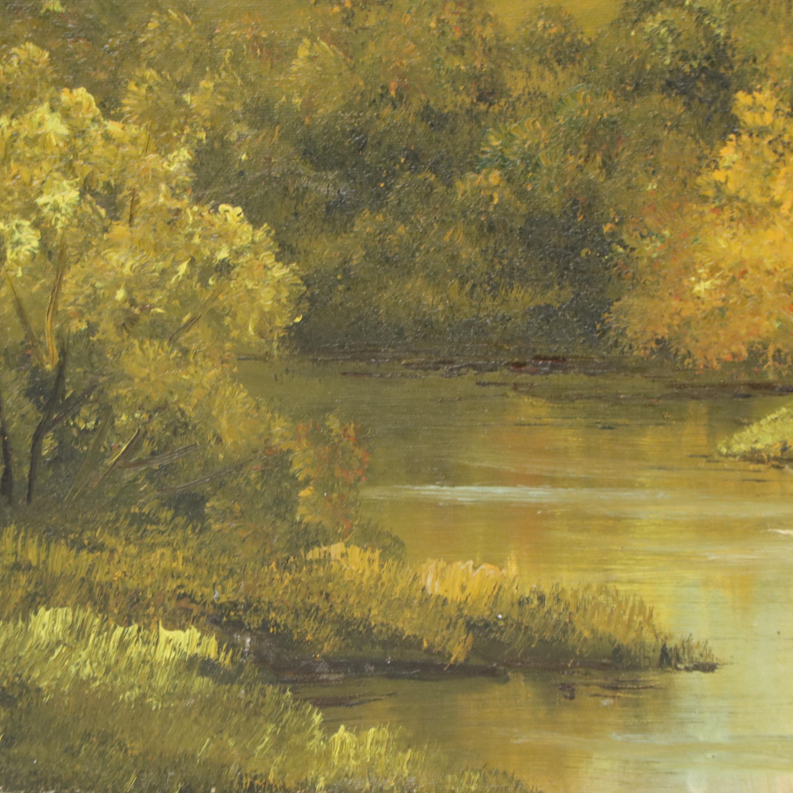 John Reynaud Idyllic Landscape Oil Painting