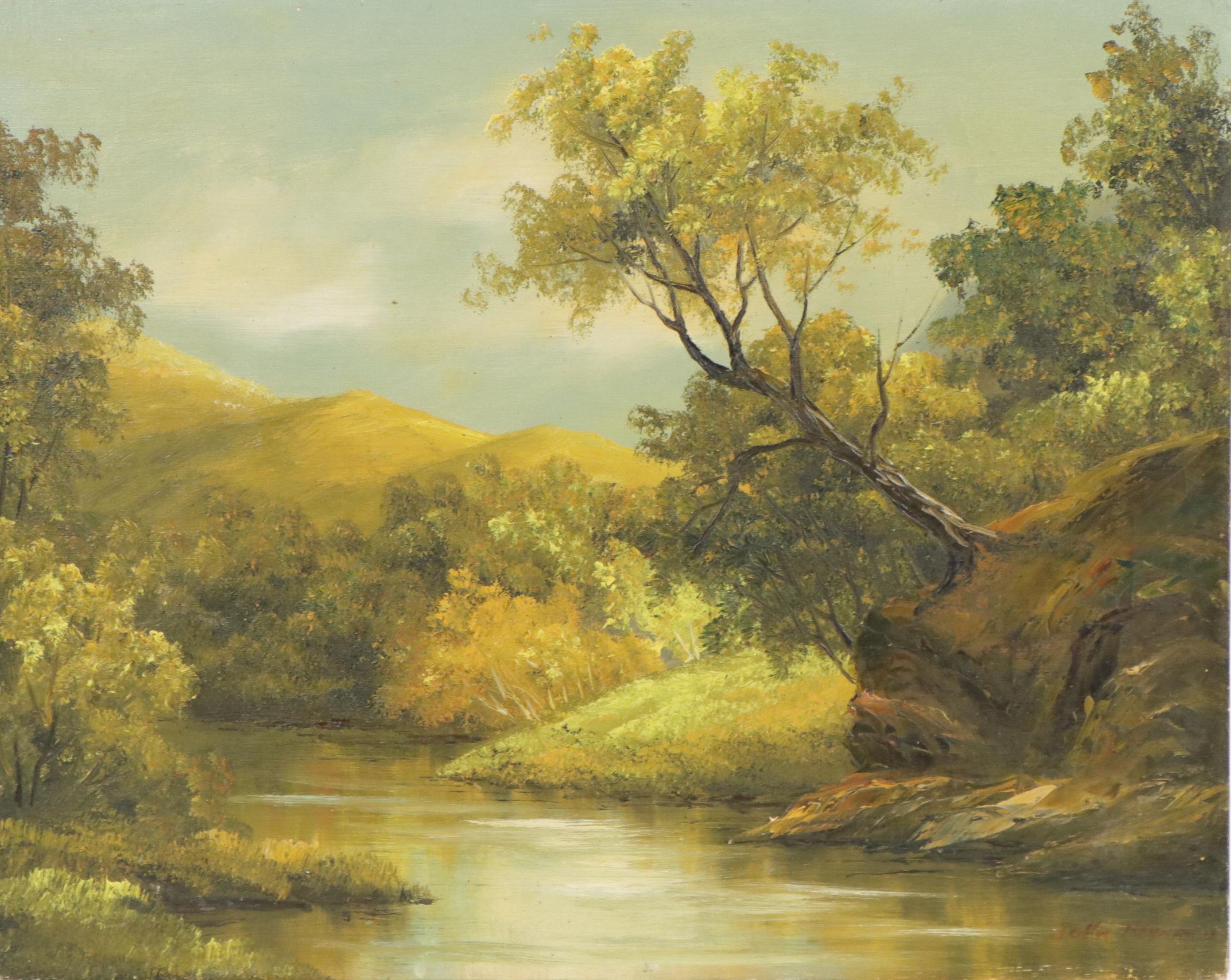 John Reynaud Idyllic Landscape Oil Painting