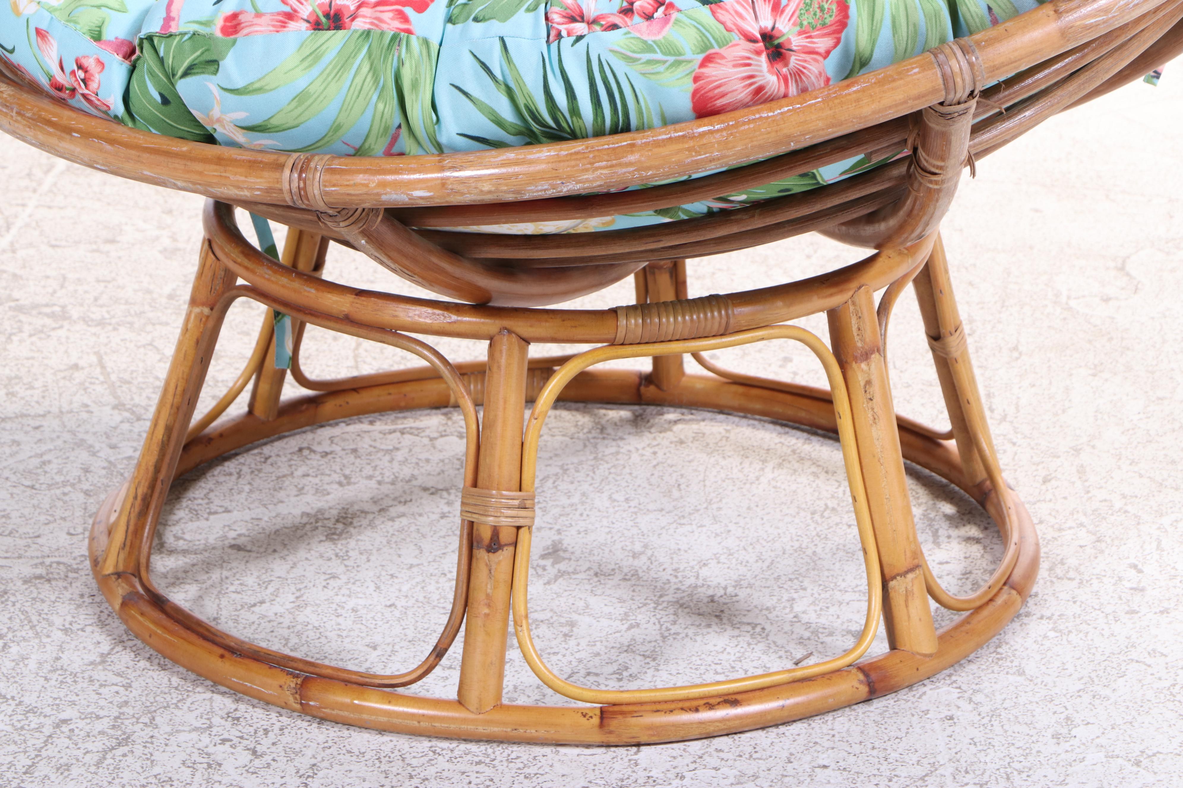 Rattan Papasan Chair with Cushion