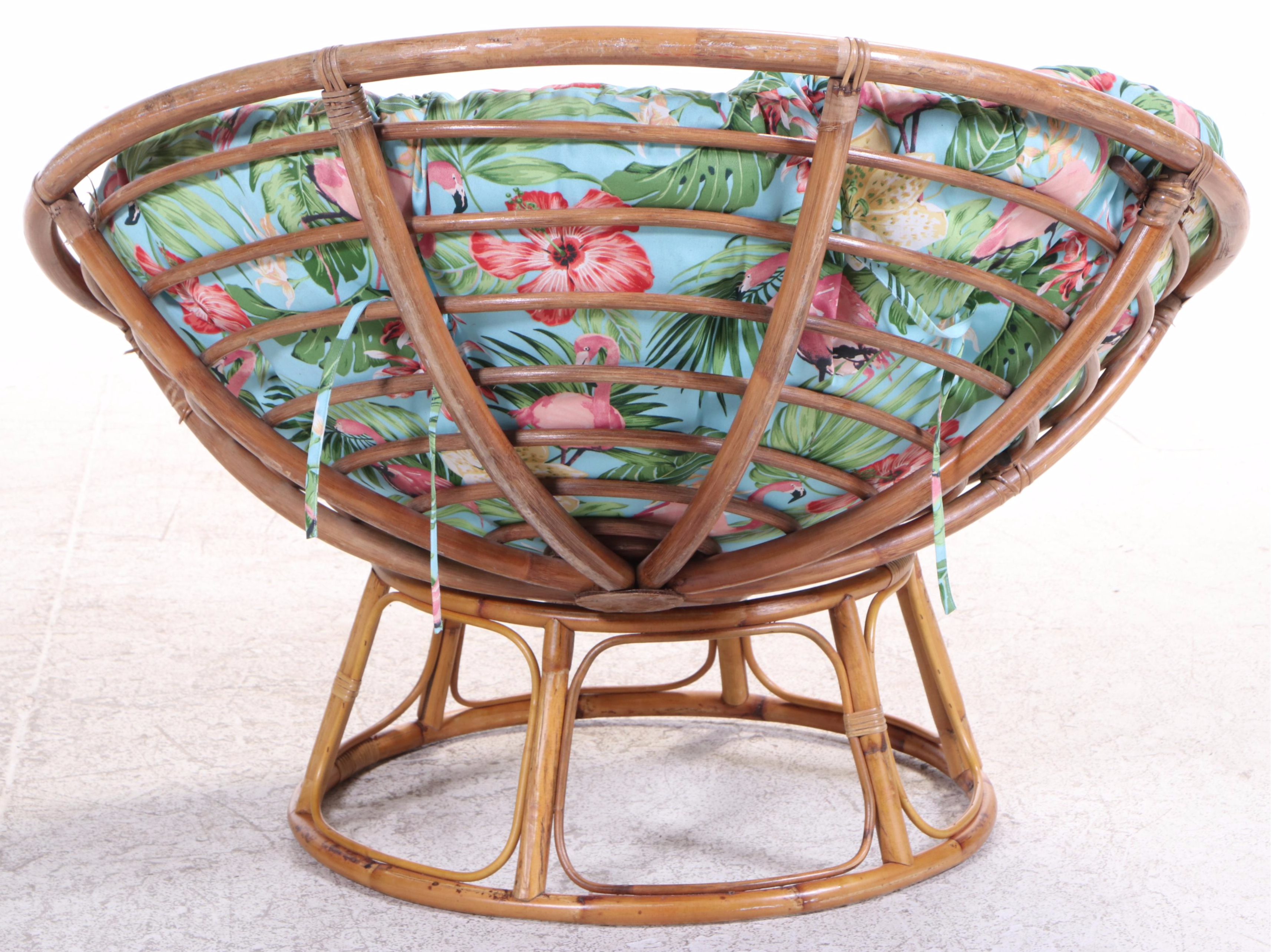 Rattan Papasan Chair with Cushion