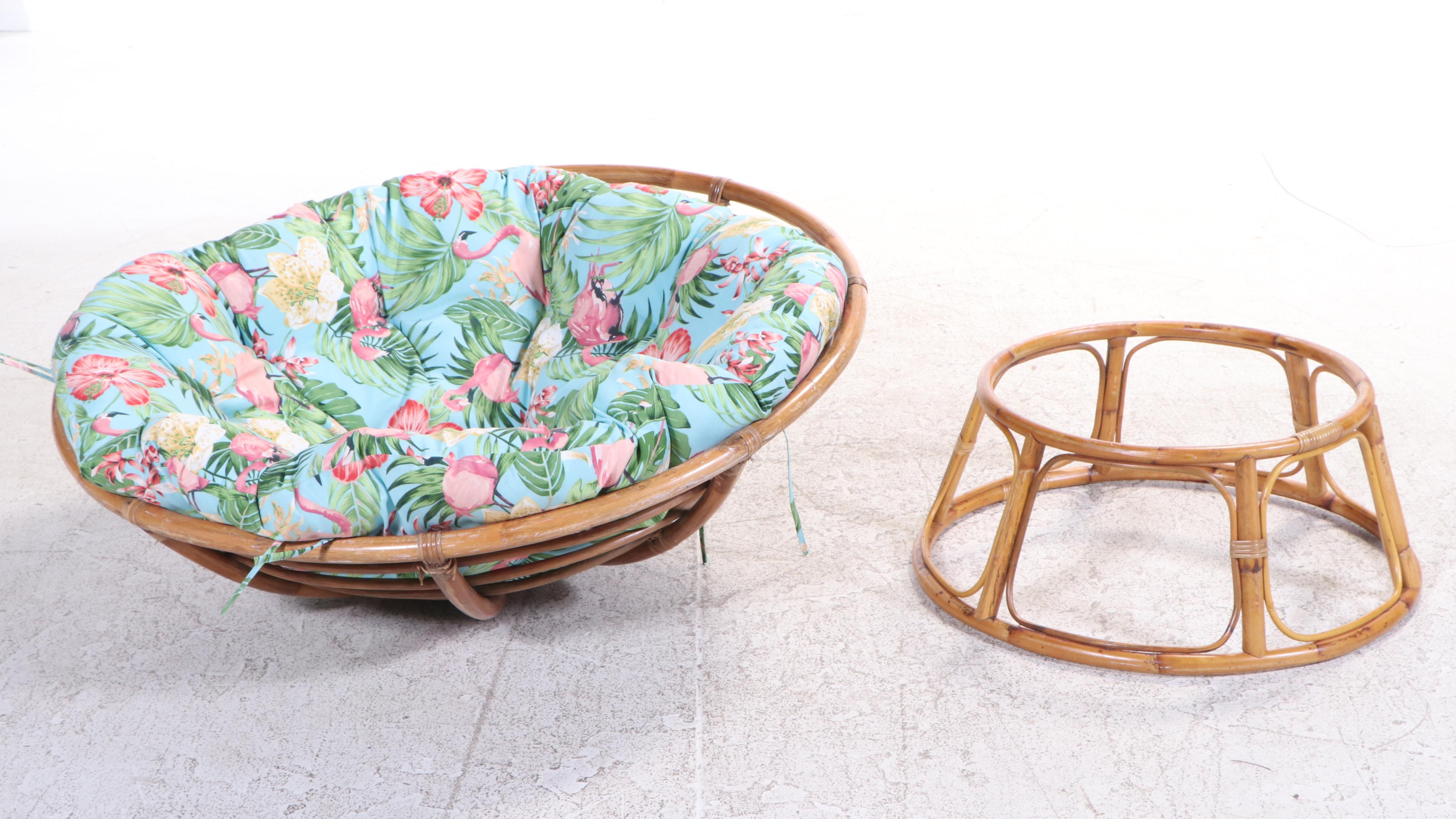 Rattan Papasan Chair with Cushion