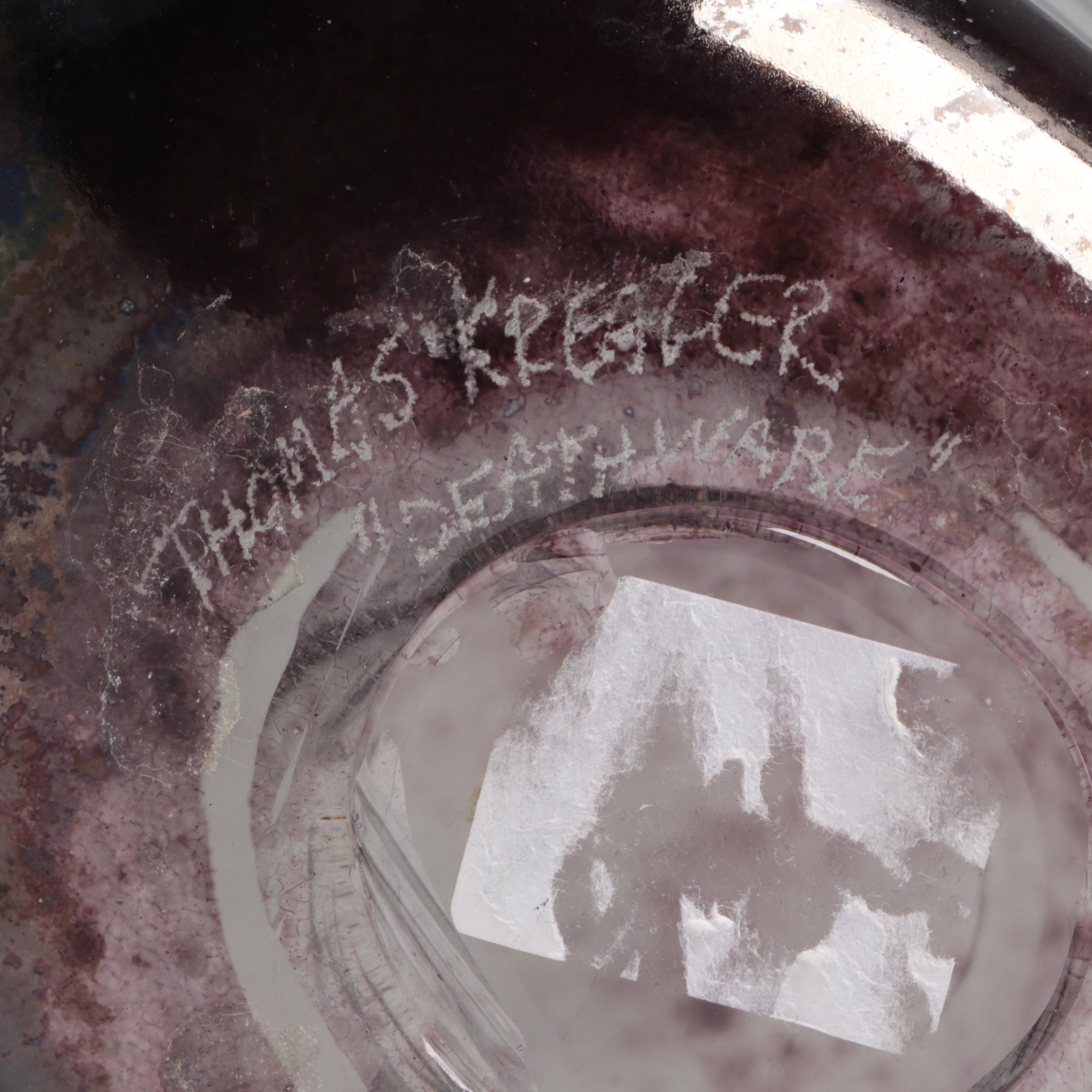 Thomas Kreager "Deathware" Handblown and Sandcarved Studio Art Glass Vase