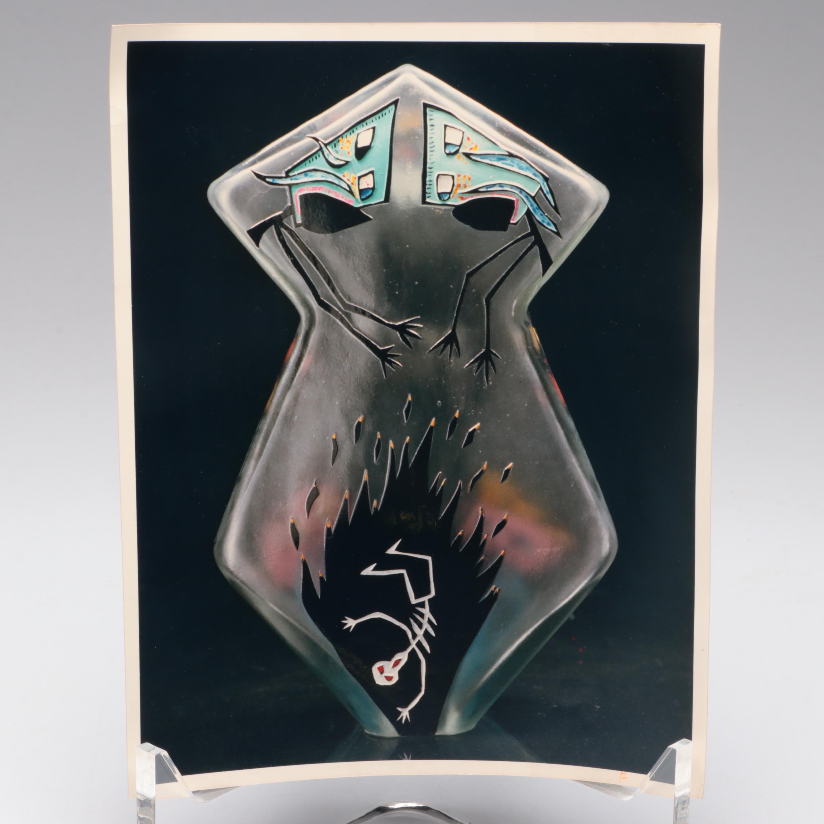 Thomas Kreager "Deathware" Handblown and Sandcarved Studio Art Glass Vase