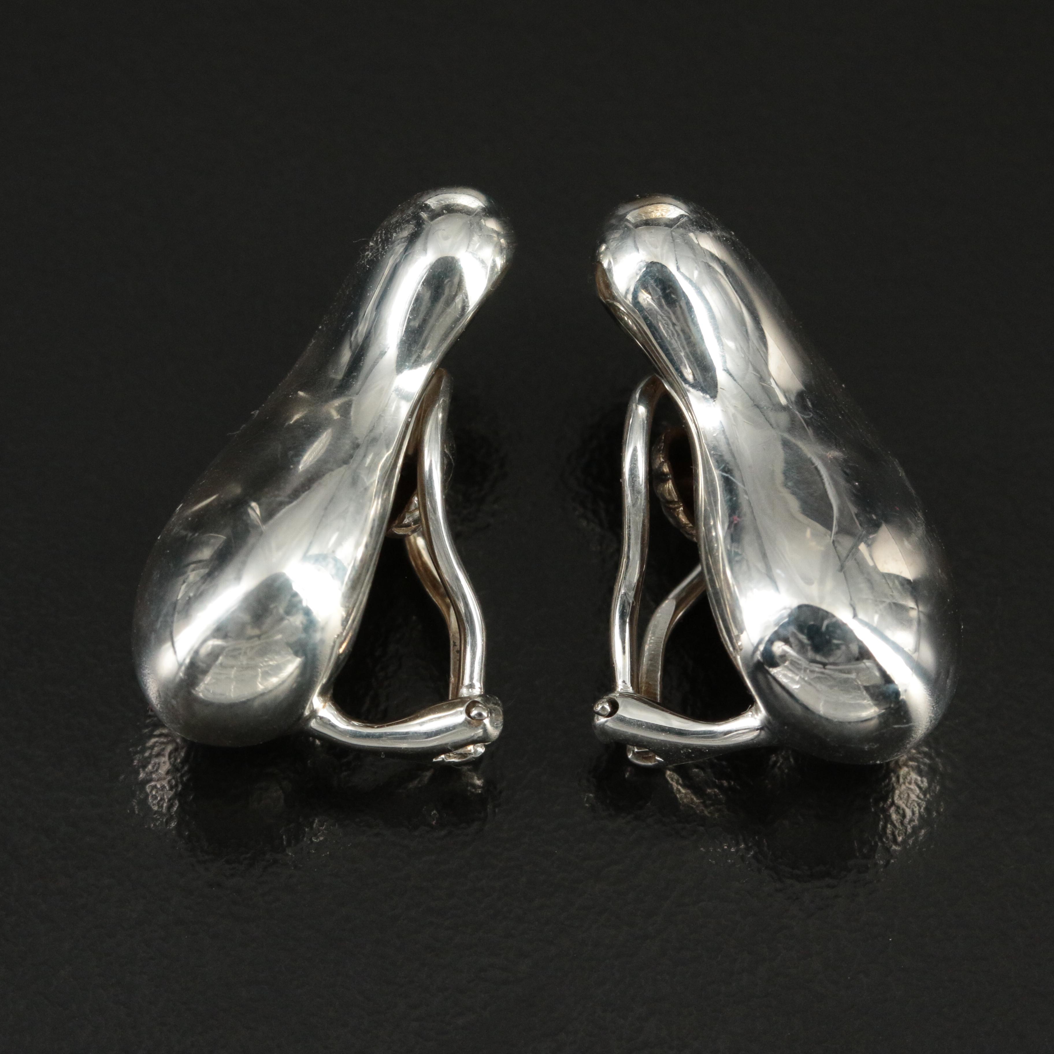 Elsa Peretti for Tiffany & Co. Sterling Large Teardrop Clip Earrings