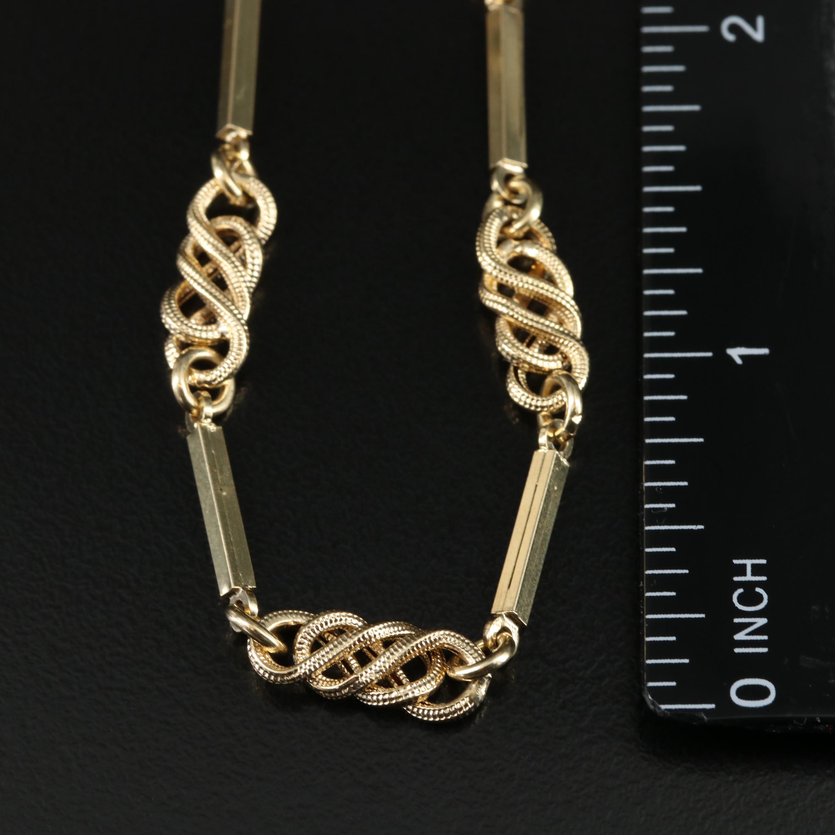 14K Fancy Link and Bar Chain Necklace