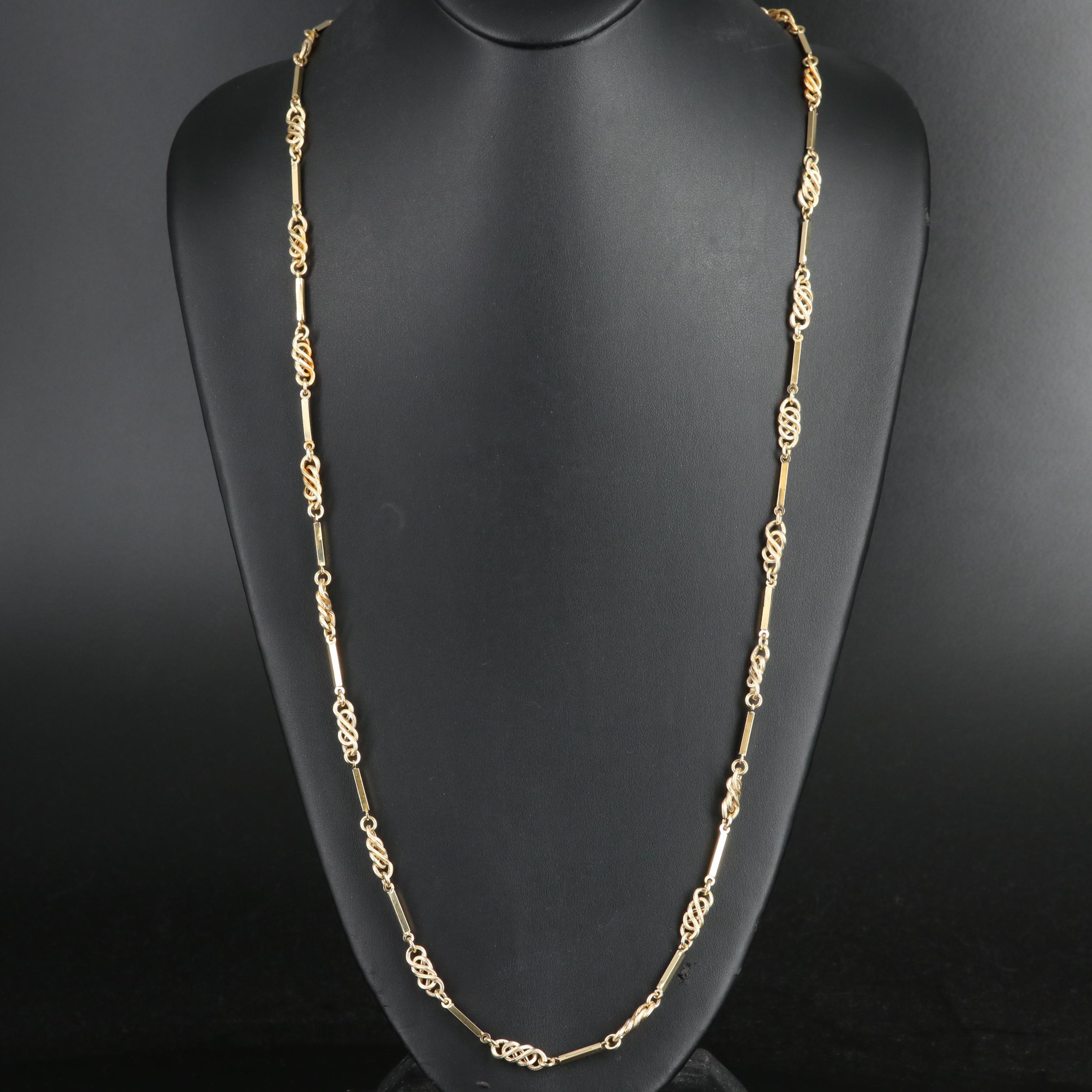 14K Fancy Link and Bar Chain Necklace