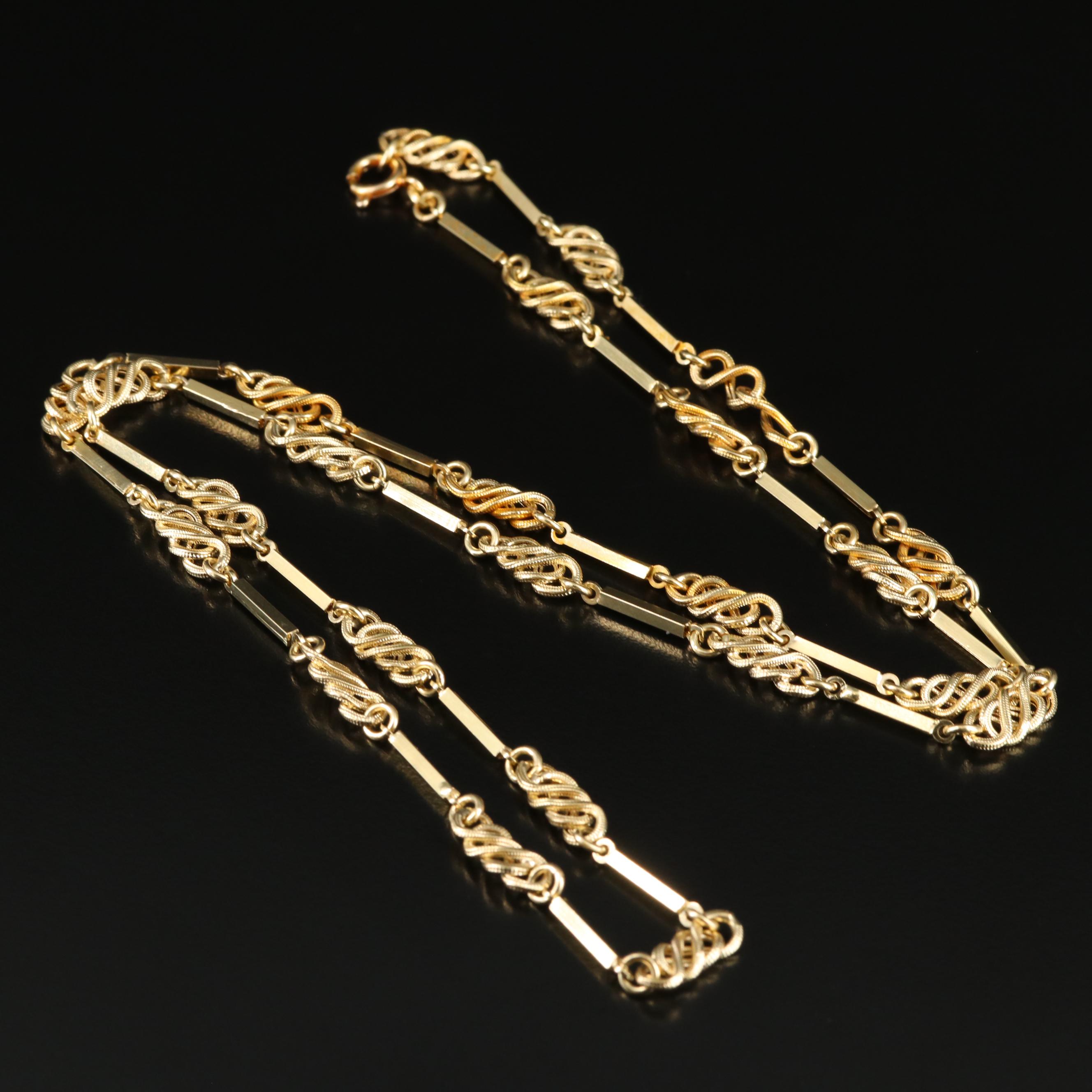 14K Fancy Link and Bar Chain Necklace