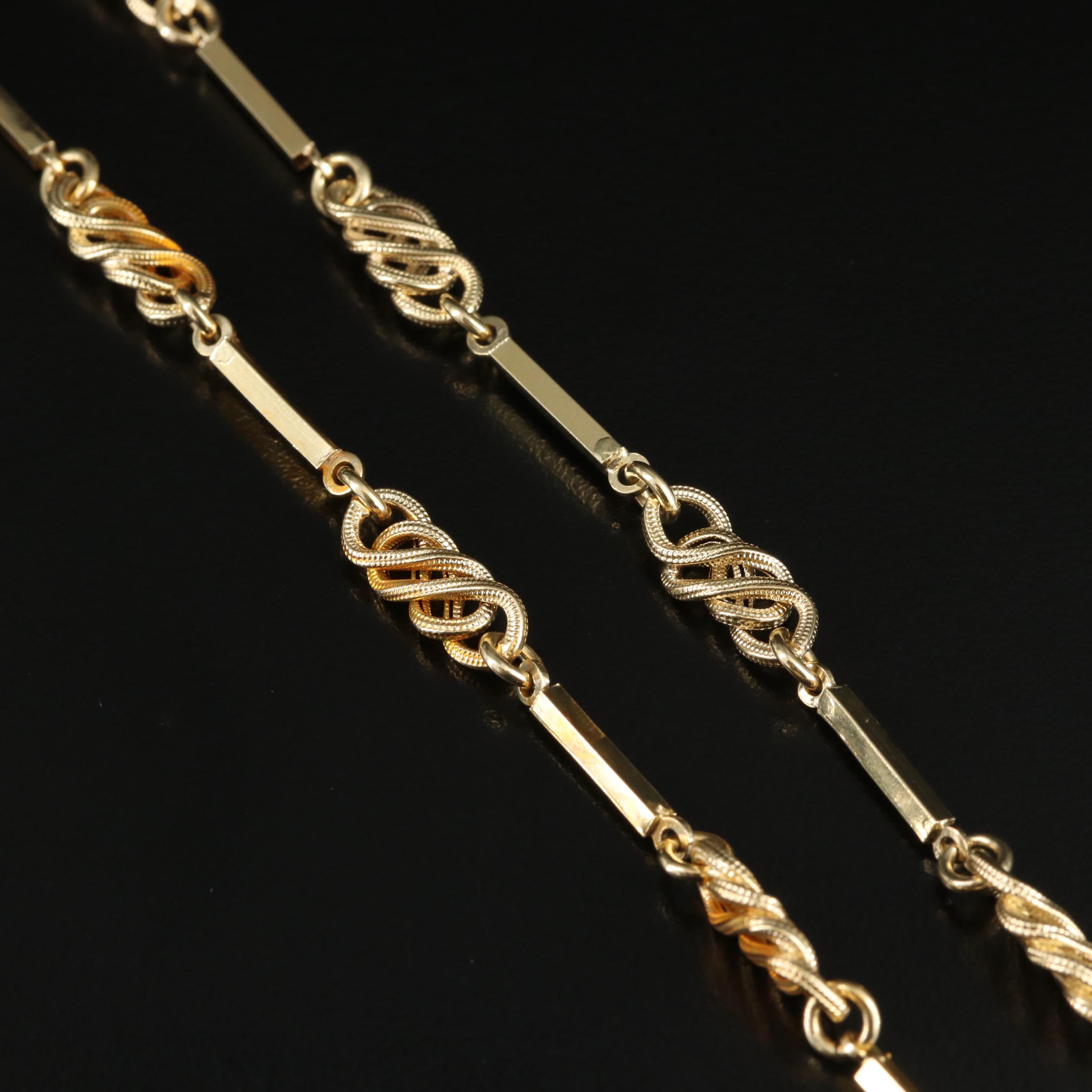 14K Fancy Link and Bar Chain Necklace