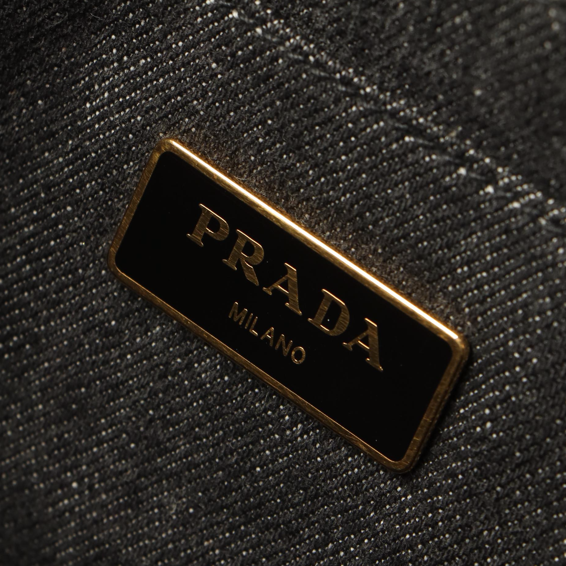 Prada Canapa Logo Black Denim Two-Way Tote