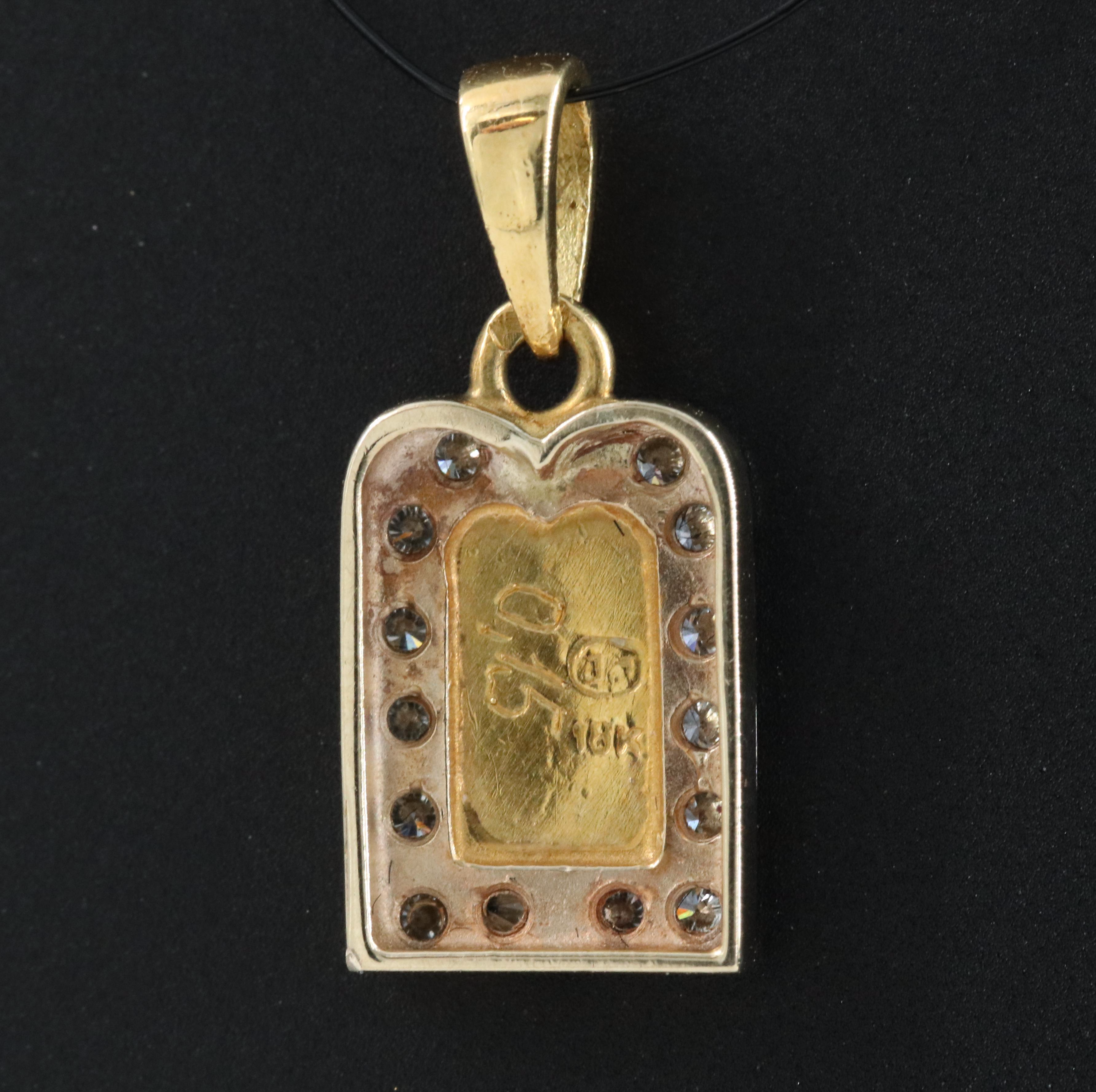 18K 0.15 CTW Diamond Hebrew Tablet Pendant
