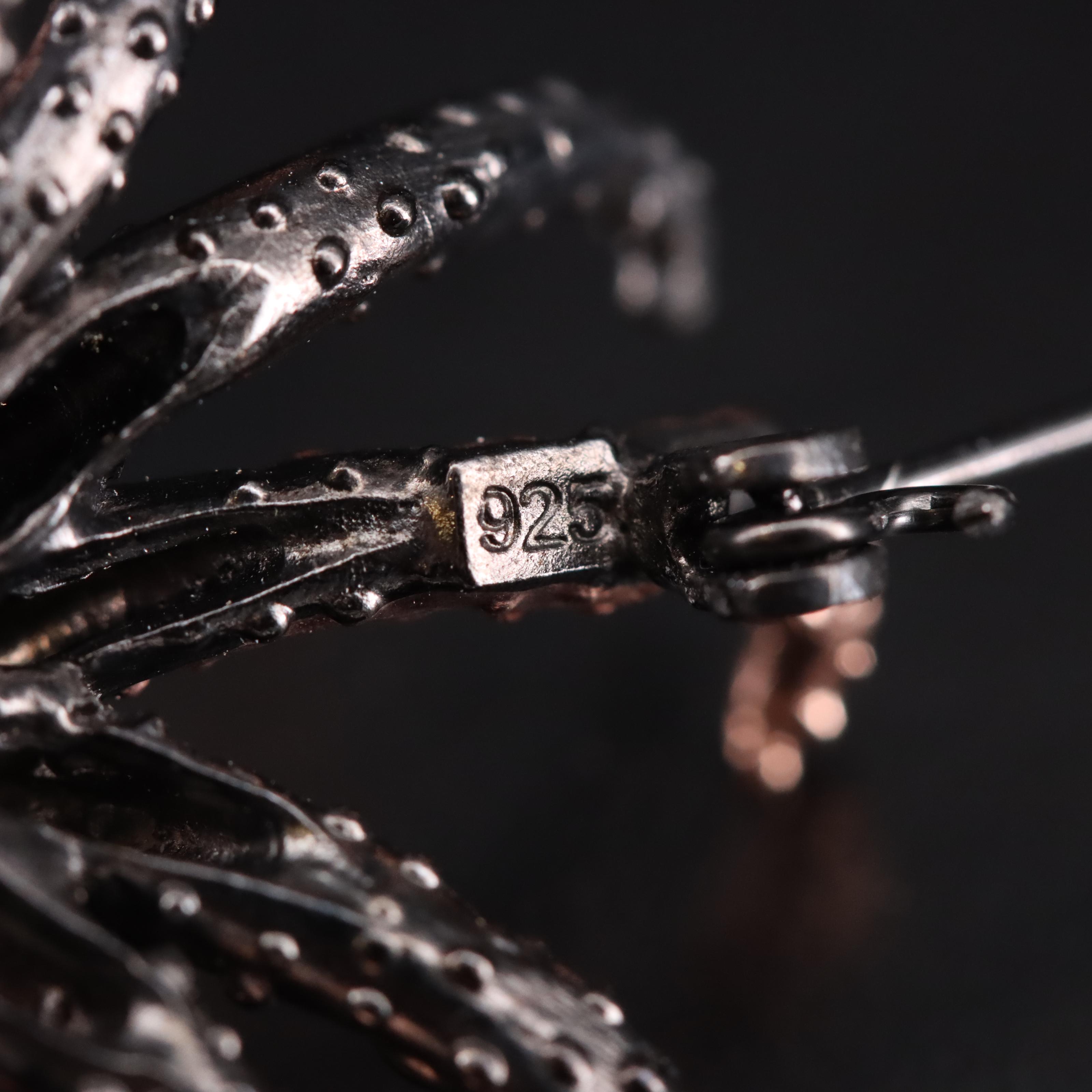 Sterling Pearl and Opal Octopus Brooch