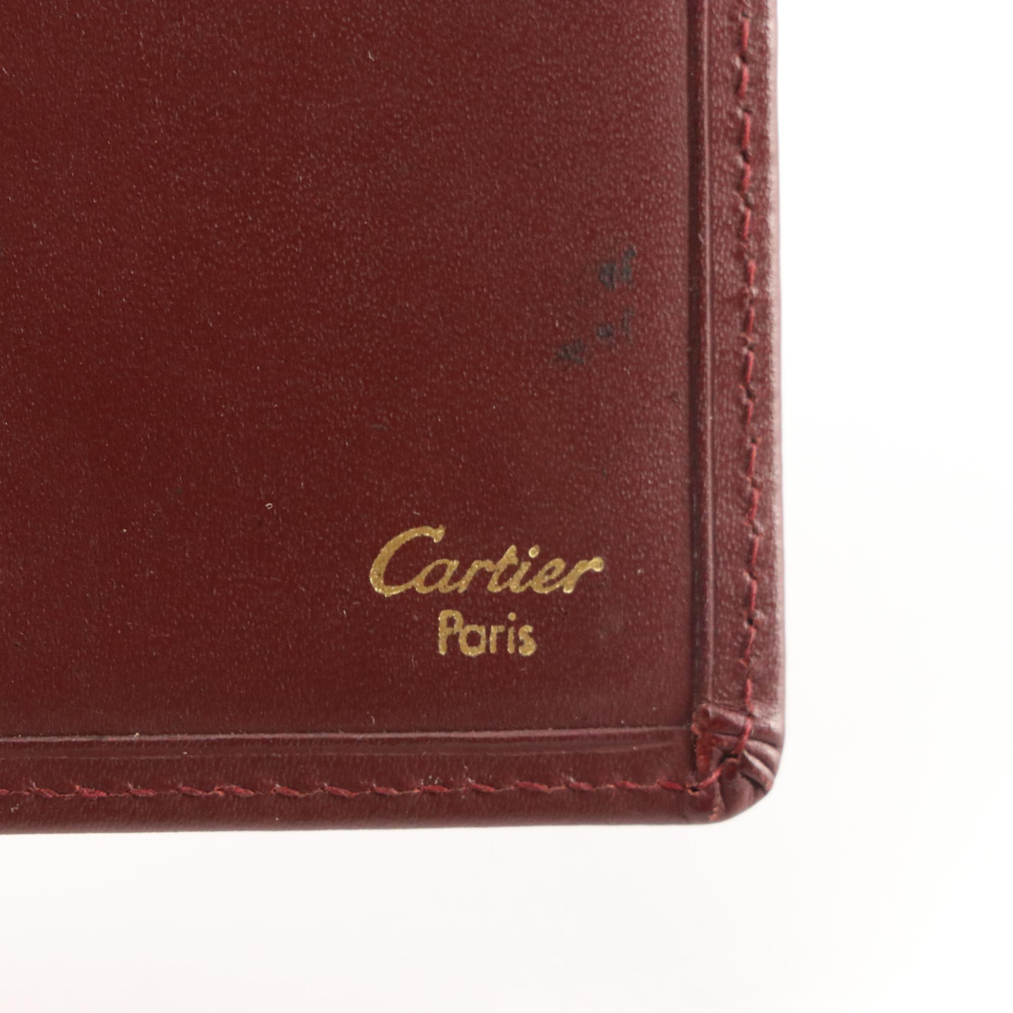Cartier Vintage Burgundy Leather Bifold Long Checkbook Wallet