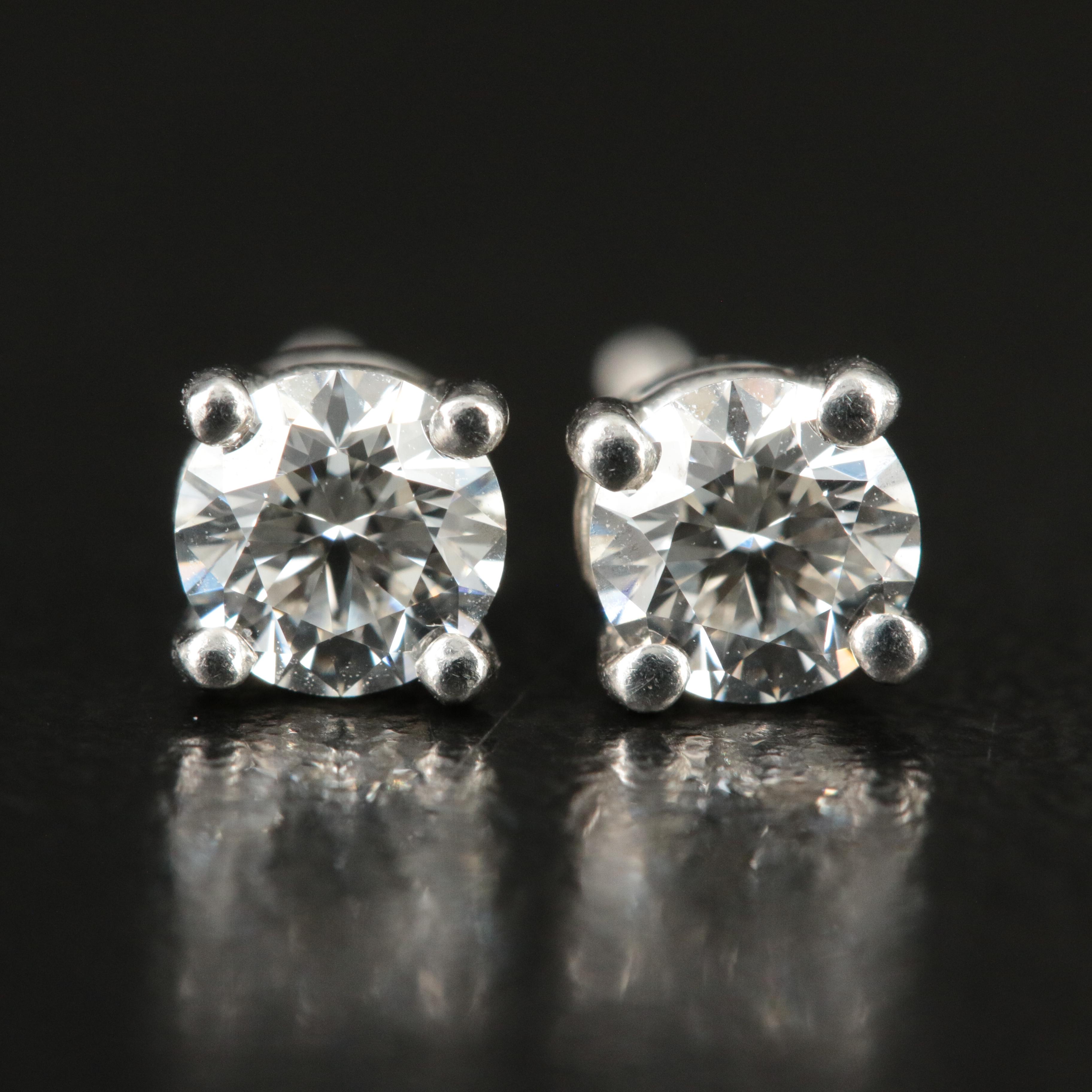 Tiffany & Co. Platinum 0.62 CTW Diamond Earrings with Diamond Certificates