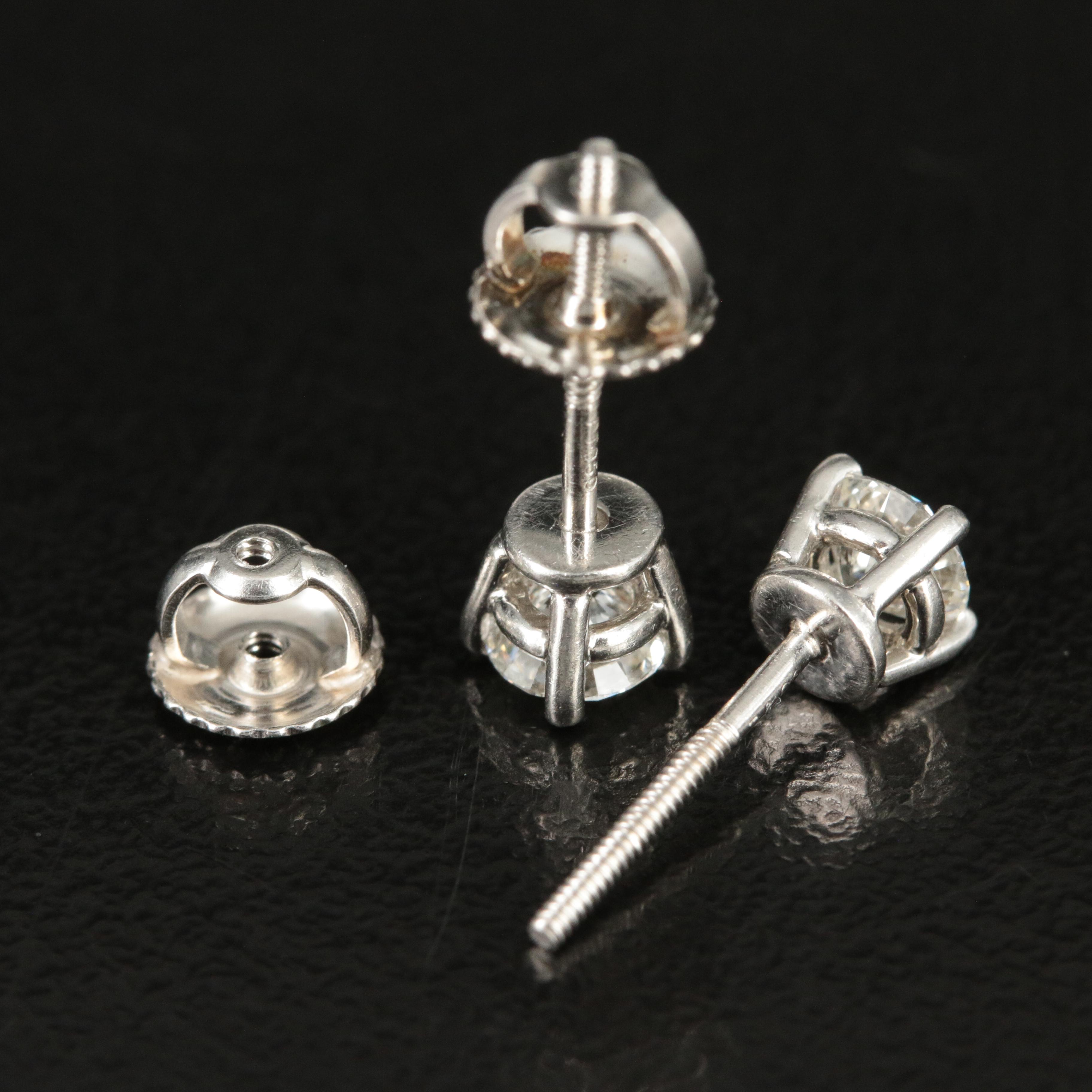 Tiffany & Co. Platinum 0.62 CTW Diamond Earrings with Diamond Certificates