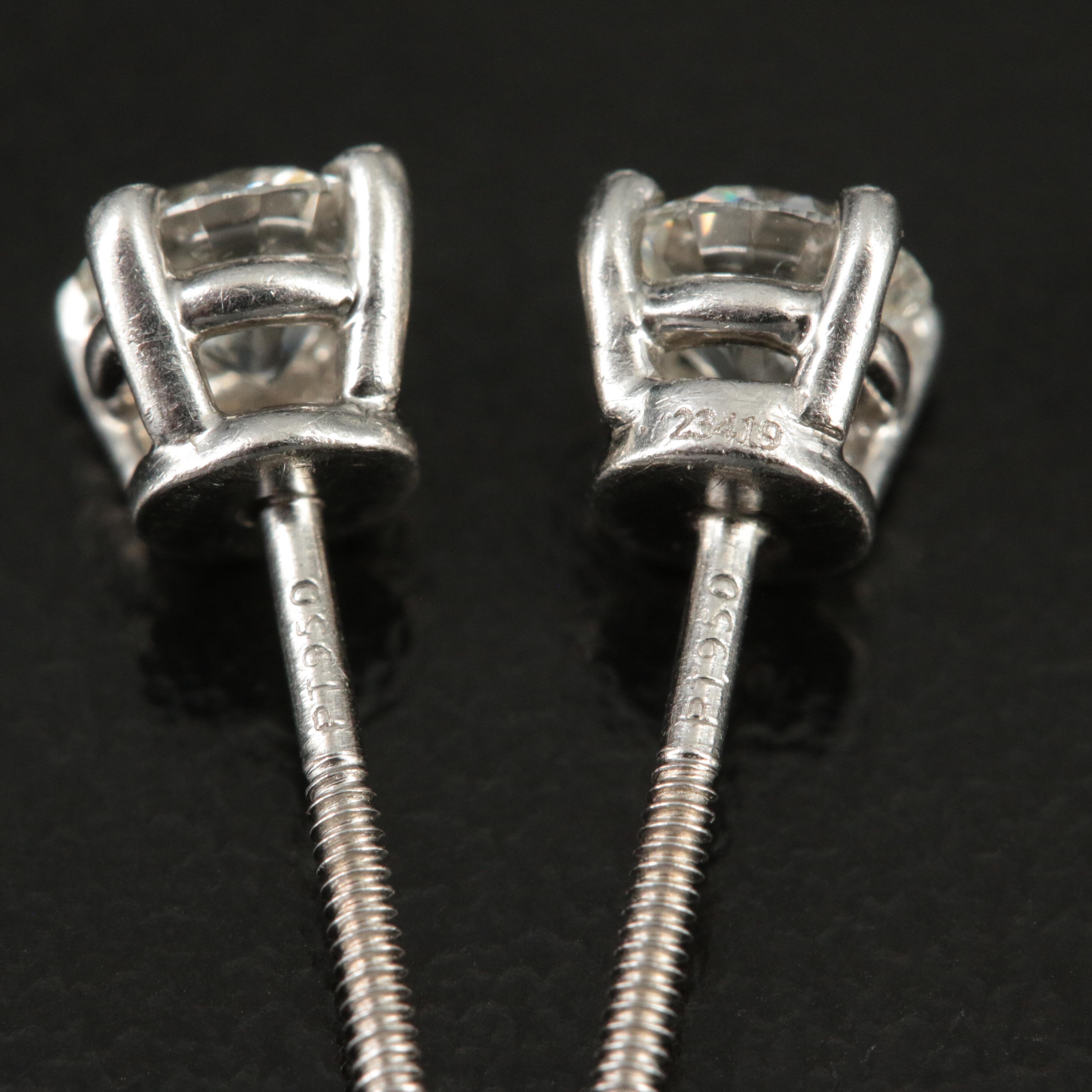 Tiffany & Co. Platinum 0.62 CTW Diamond Earrings with Diamond Certificates