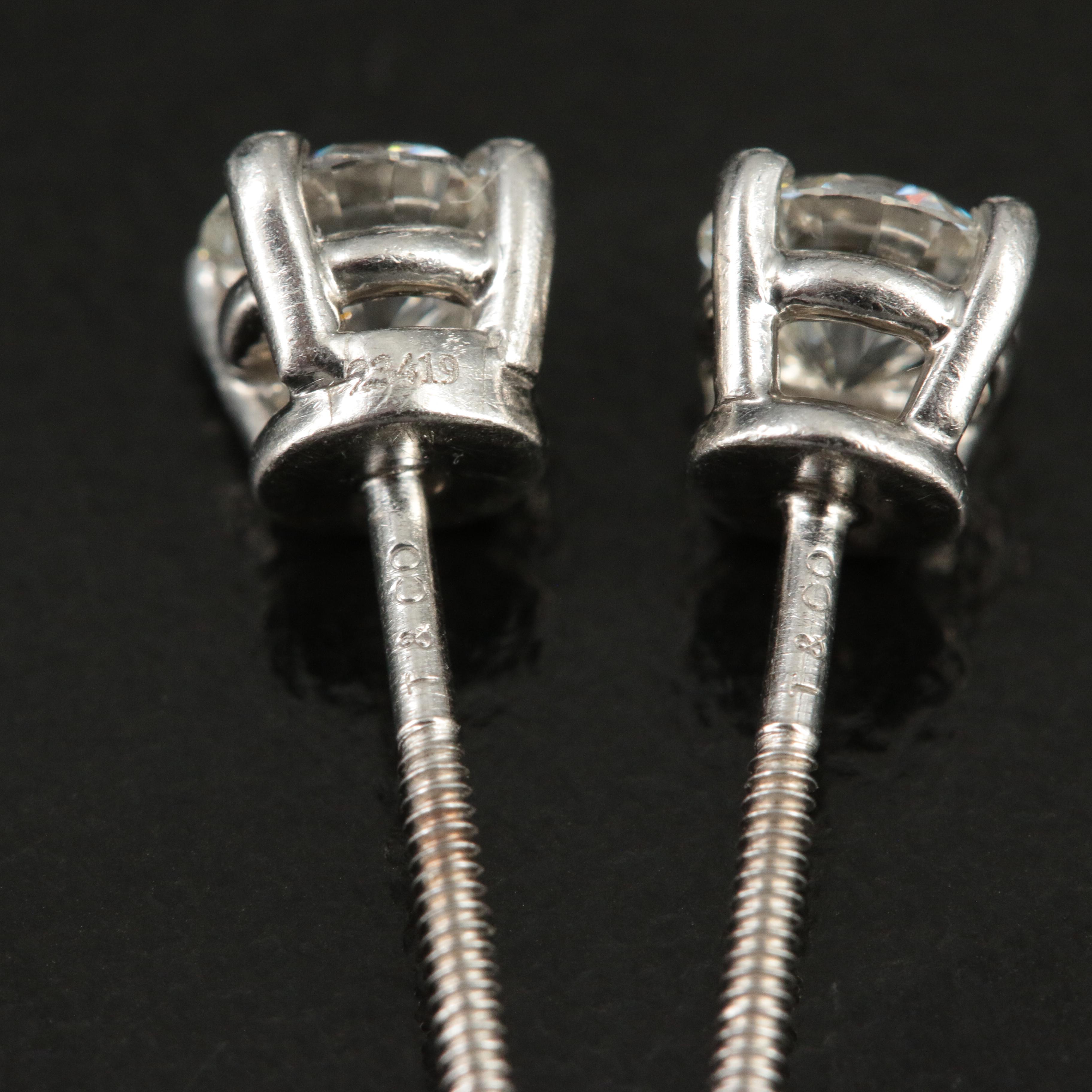 Tiffany & Co. Platinum 0.62 CTW Diamond Earrings with Diamond Certificates