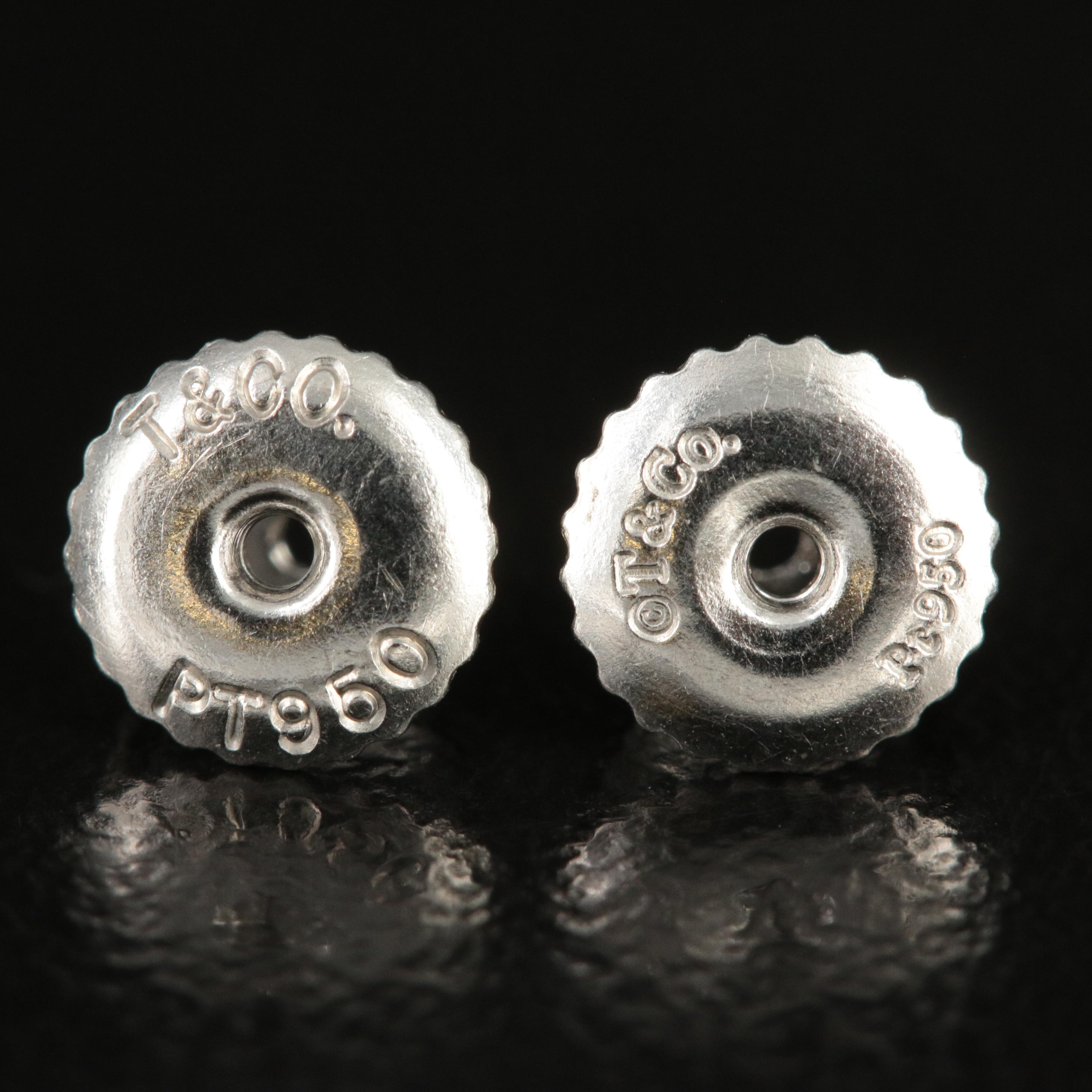 Tiffany & Co. Platinum 0.62 CTW Diamond Earrings with Diamond Certificates