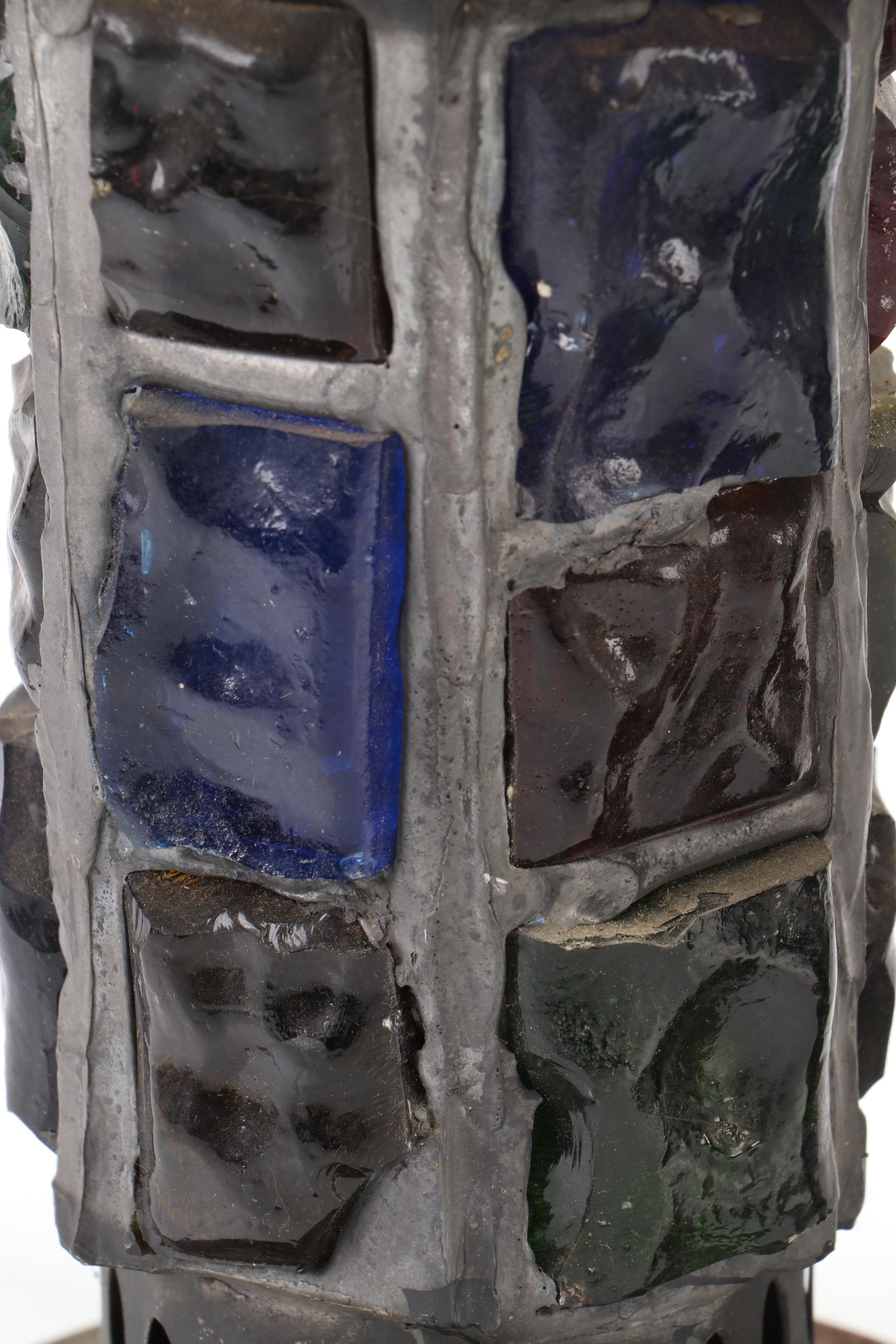 Mid Century Multicolor Stained Glass Table Lamps