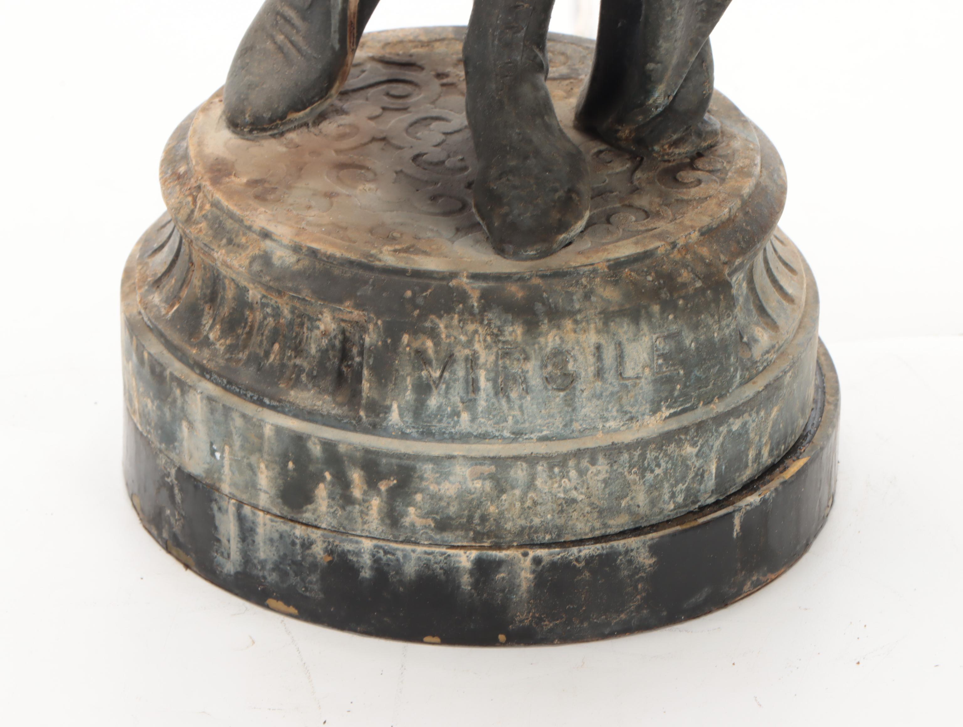 Cast Patinated Metal "Virgile" Sculpture with Table Lamp Conversion