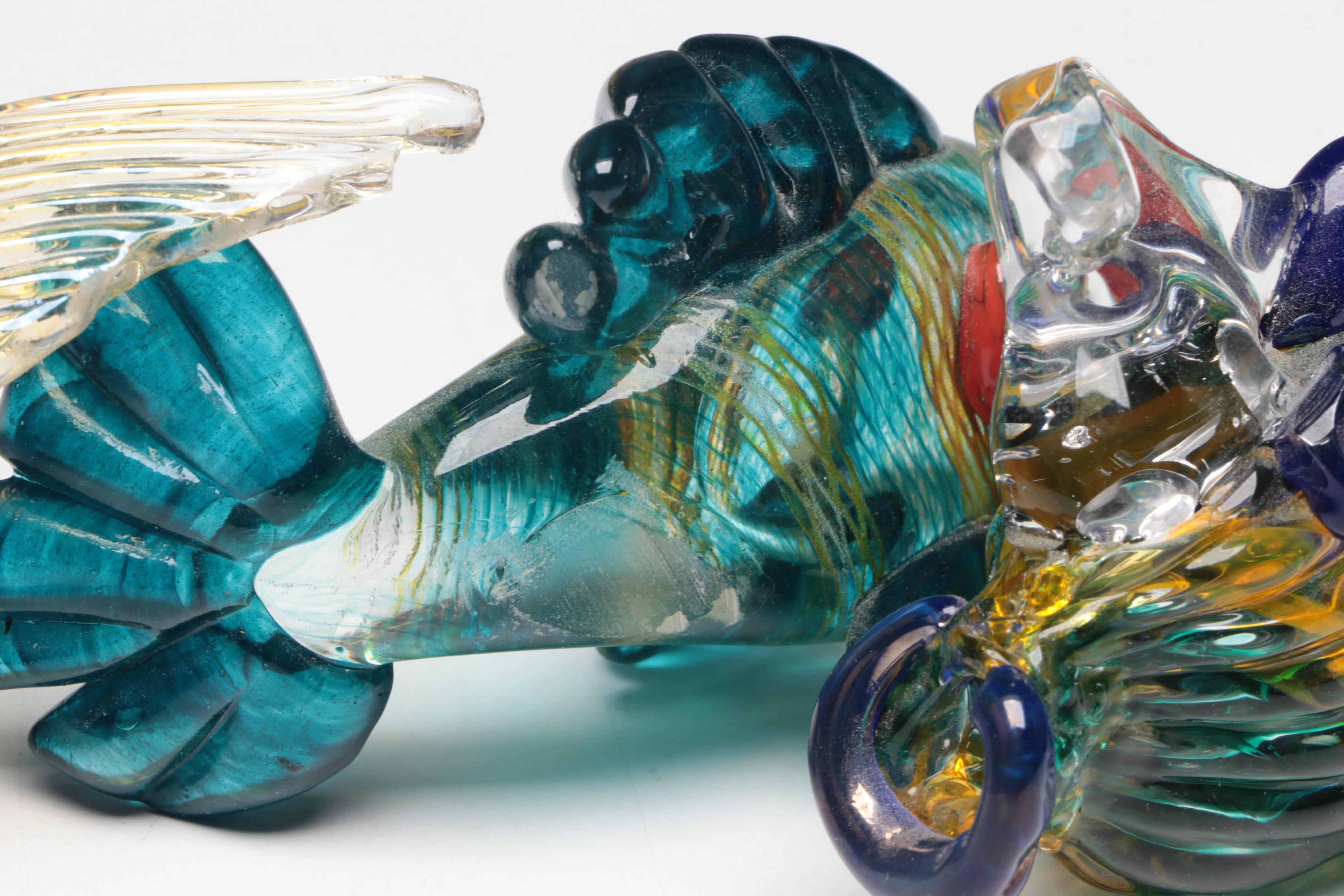 Handblown Multicolor Studio Art Glass Fish Figurines and Ornaments