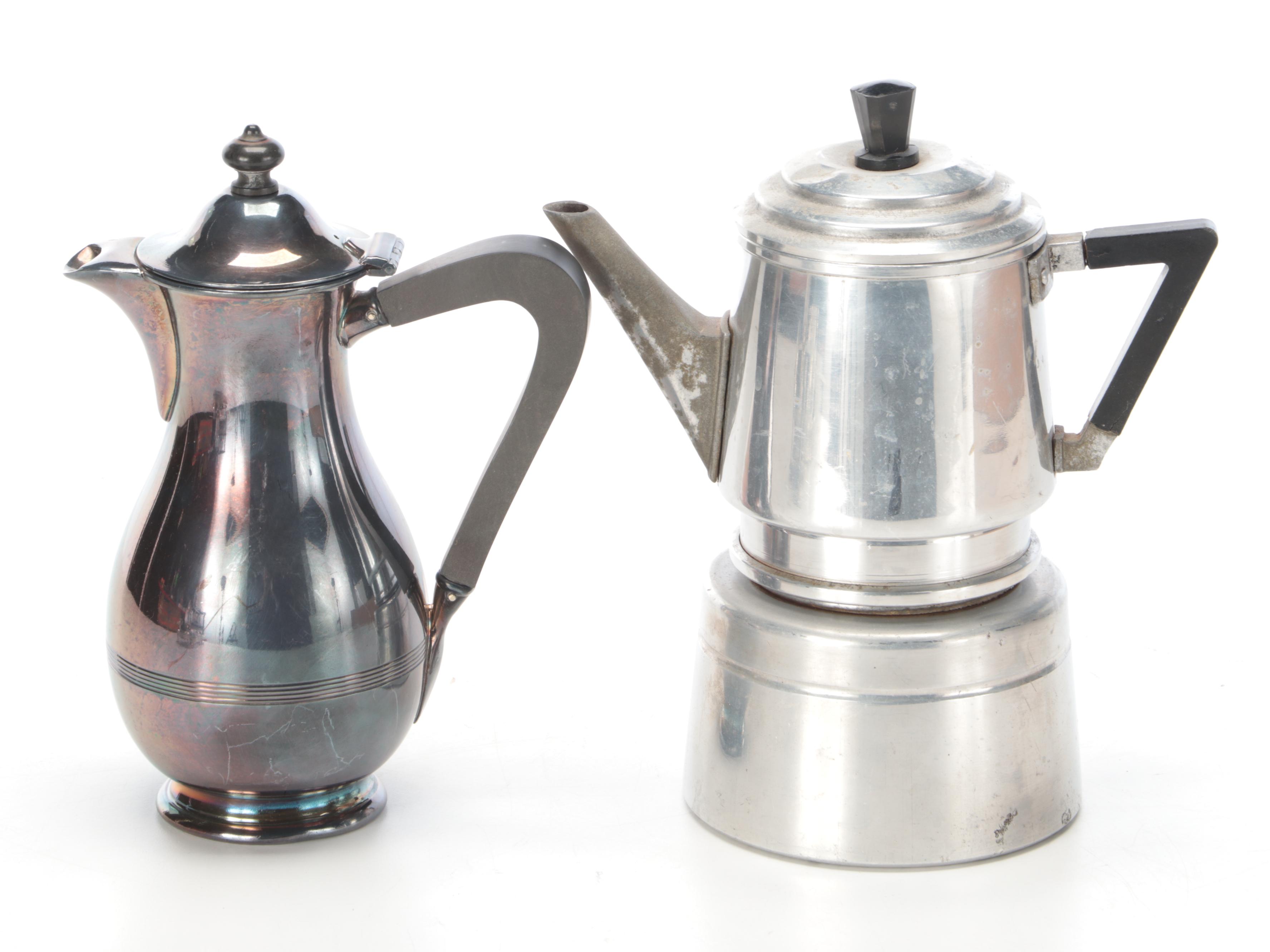 FACO Omegna Italian Espresso Maker with Metal Serveware Collection