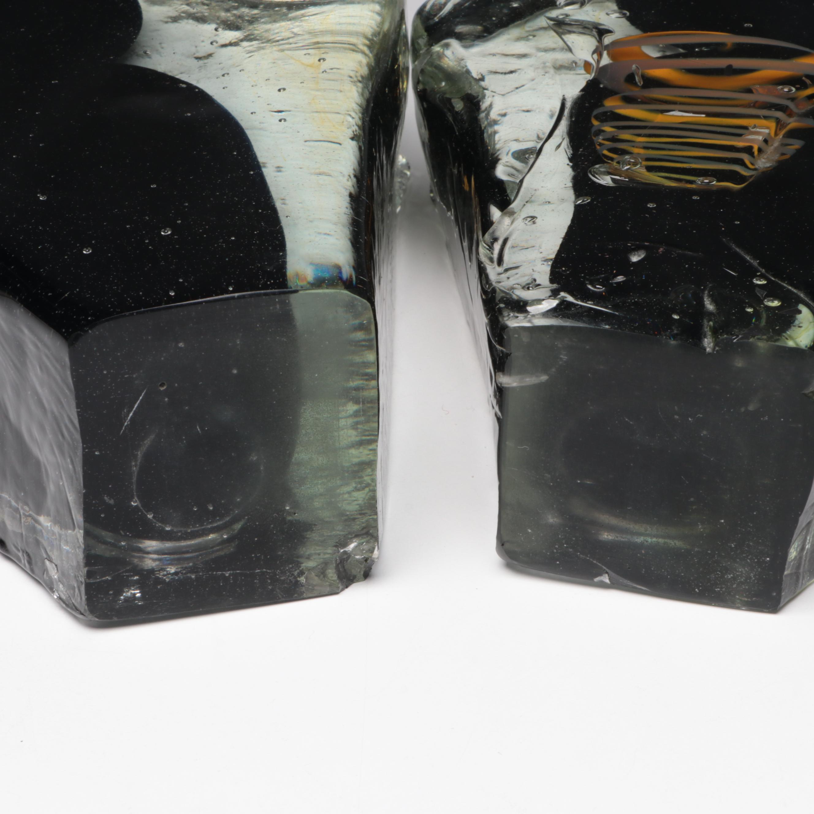 Modernist Style Cast Studio Art Glass Figural Casket Sculptures