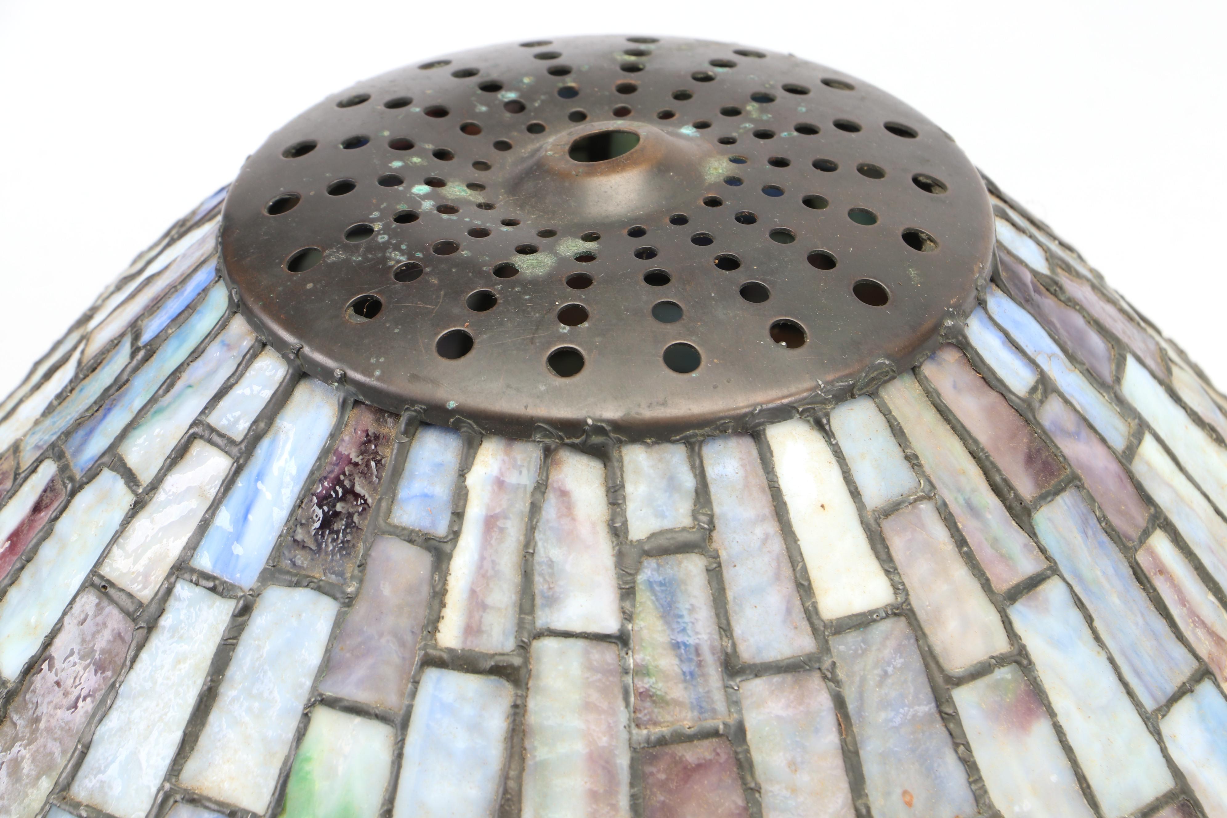 Turtleback and Slag Glass High Dome Lamp Shade