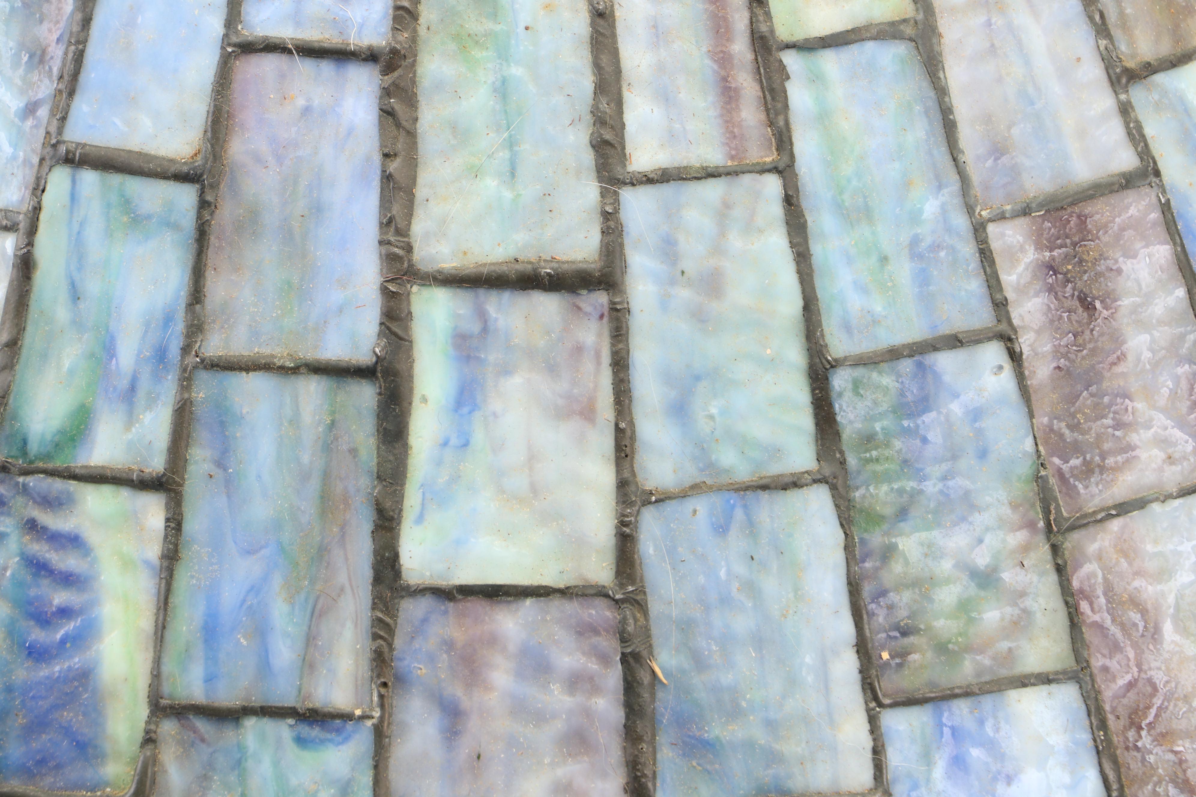 Turtleback and Slag Glass High Dome Lamp Shade