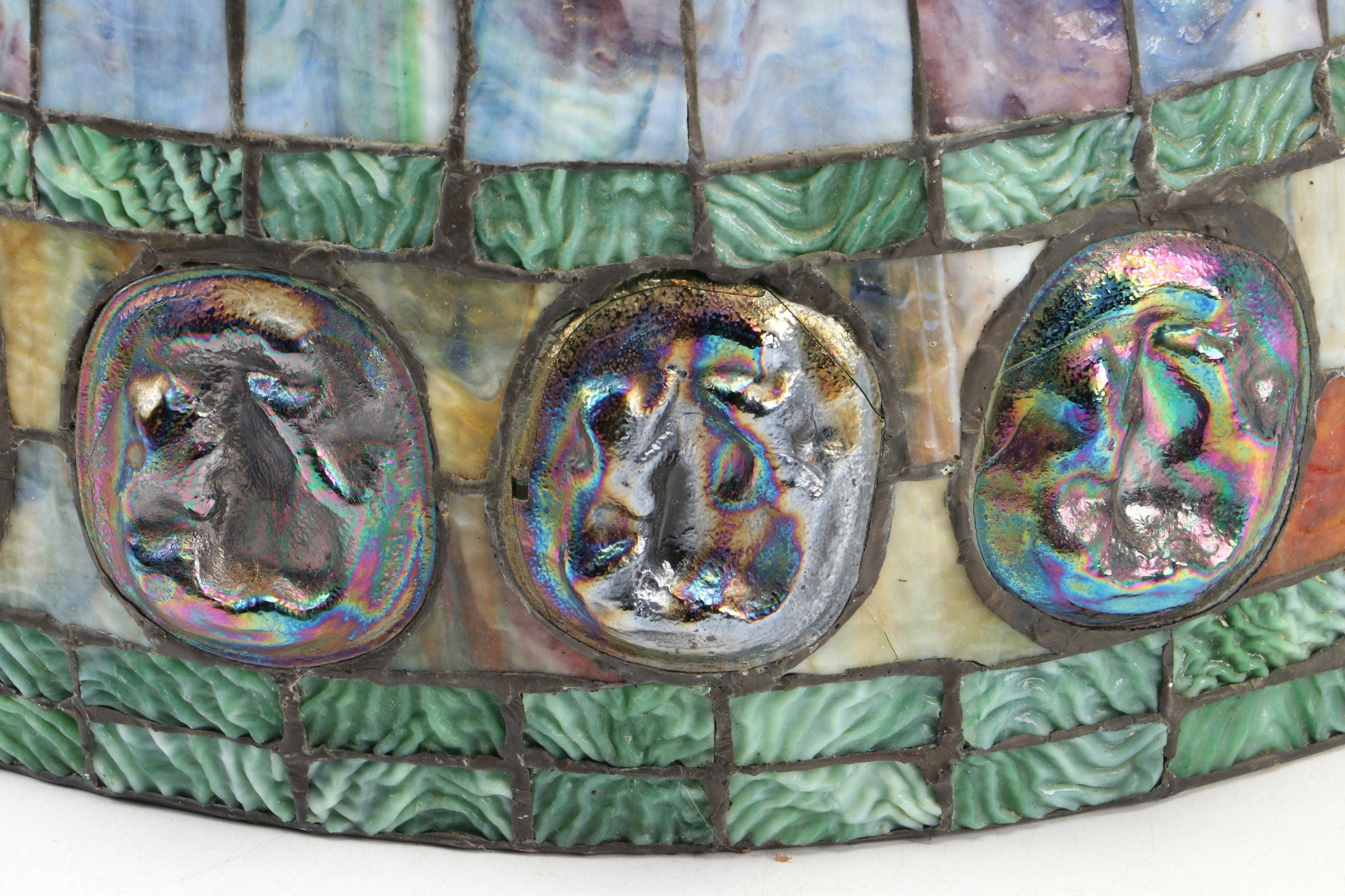 Turtleback and Slag Glass High Dome Lamp Shade