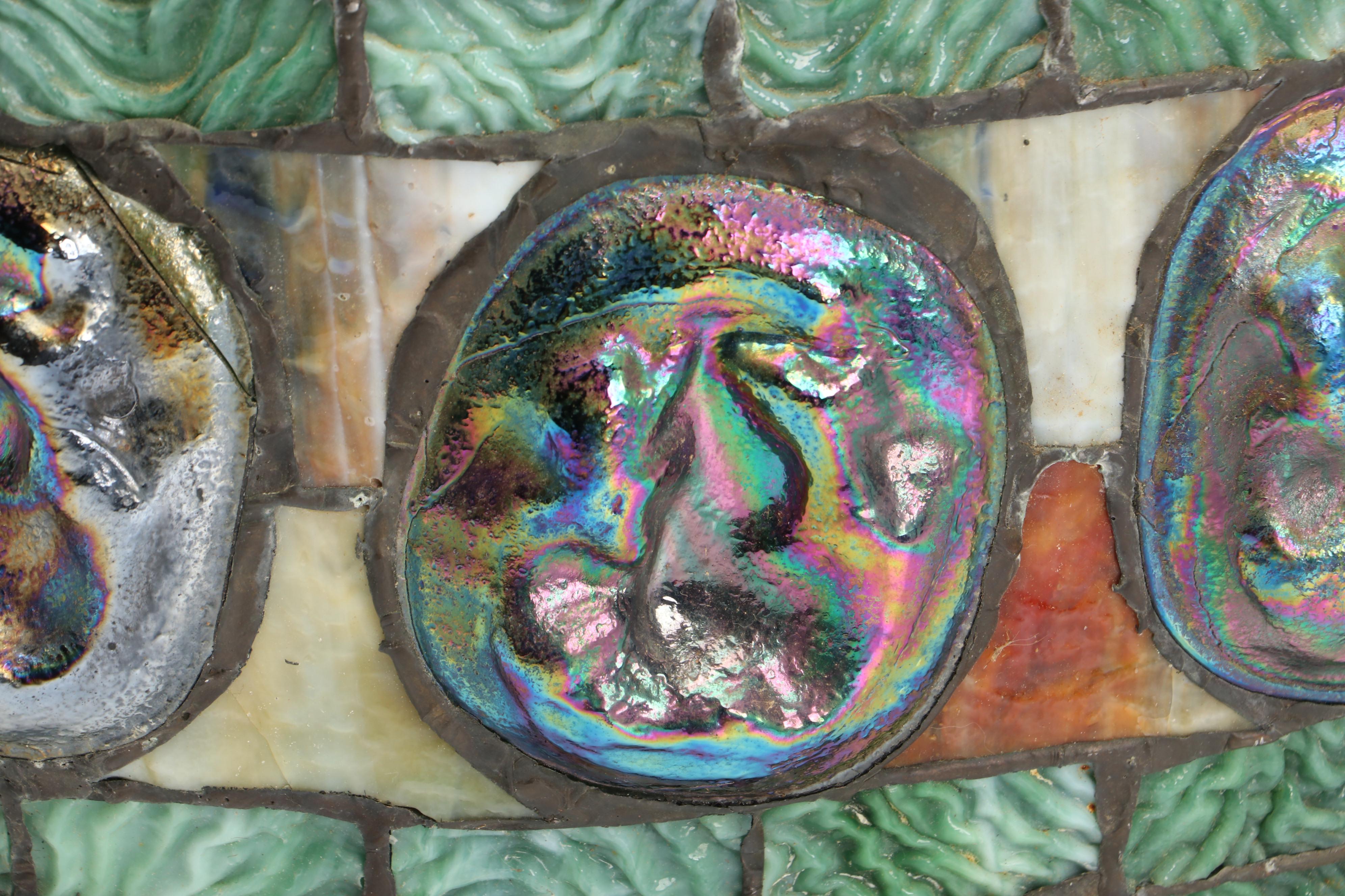 Turtleback and Slag Glass High Dome Lamp Shade