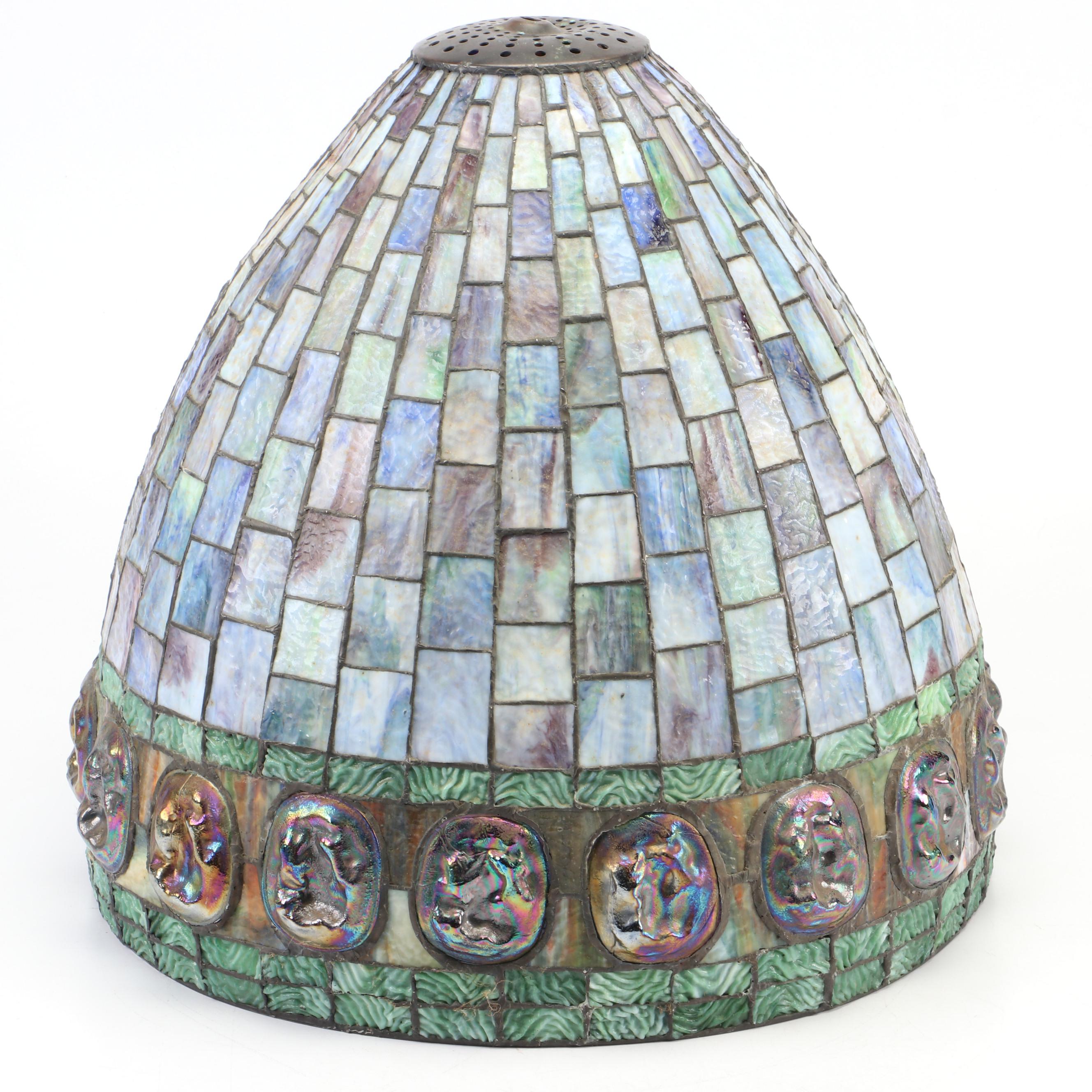 Turtleback and Slag Glass High Dome Lamp Shade
