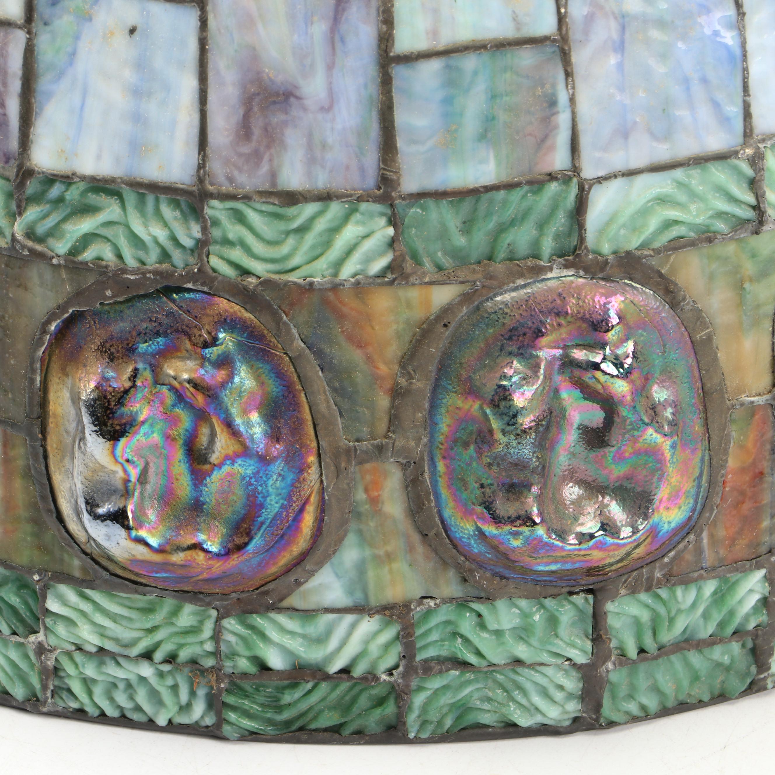 Turtleback and Slag Glass High Dome Lamp Shade