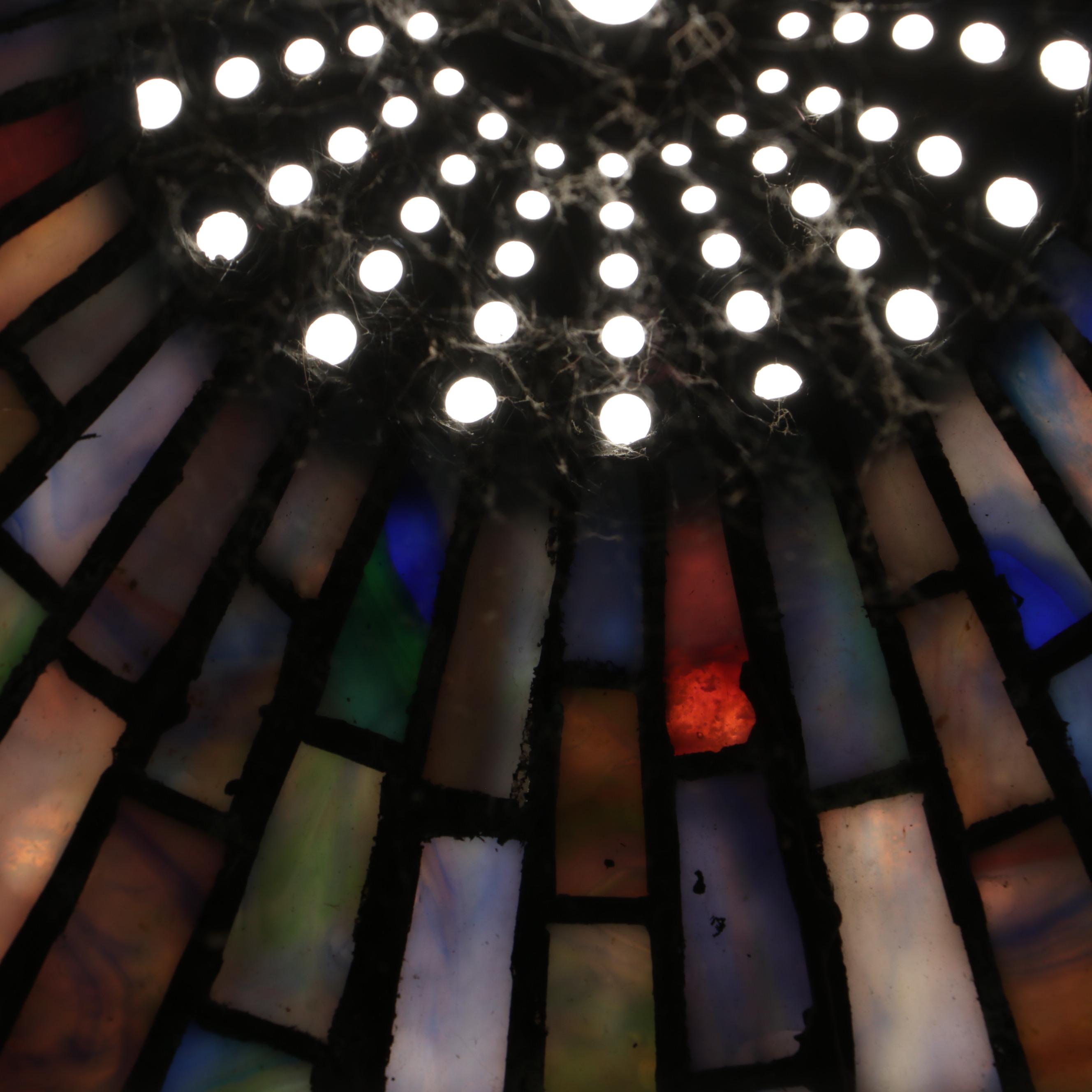 Turtleback and Slag Glass High Dome Lamp Shade