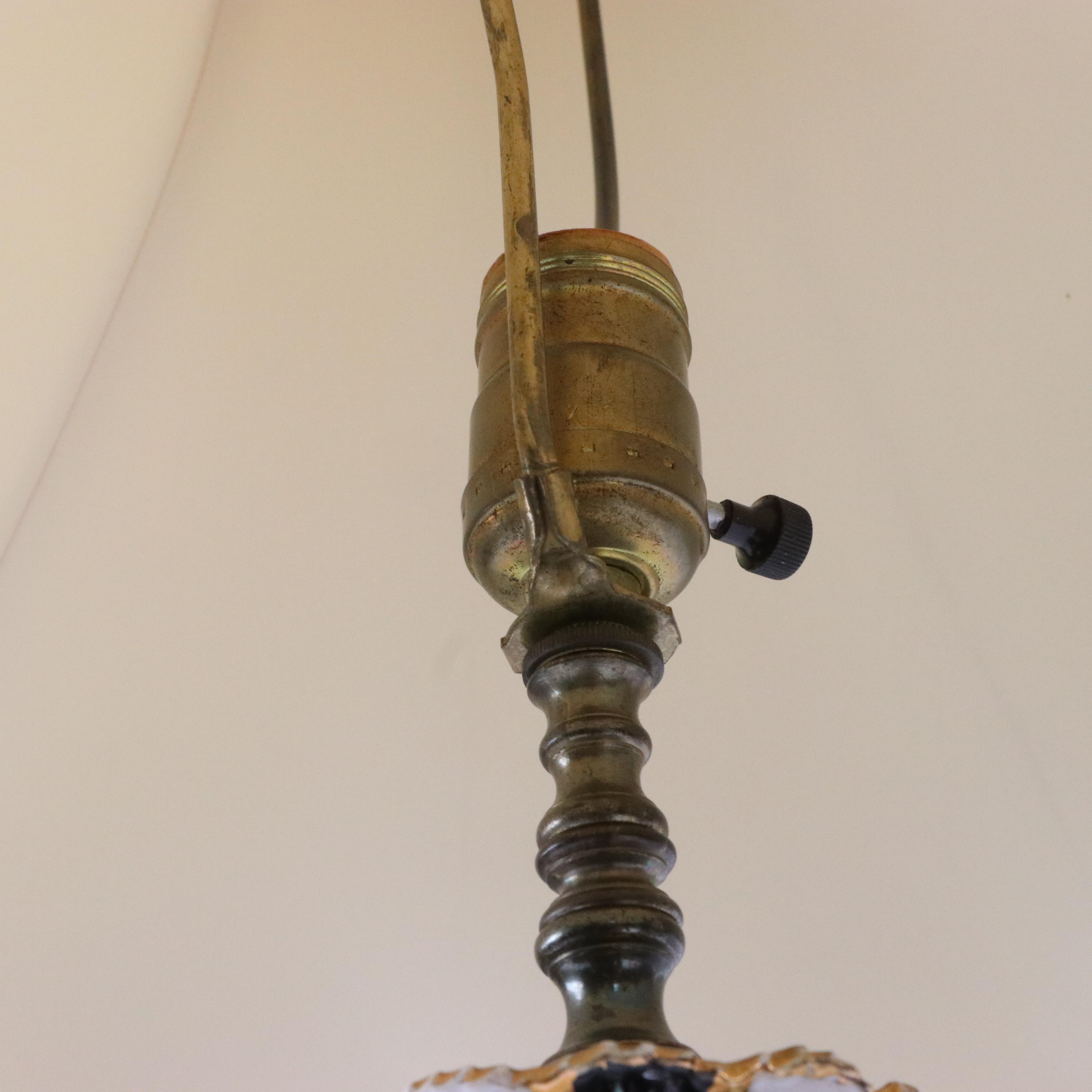 Capodimonte Style Porcelain Ewer Table Lamp with a Scalloped Shade