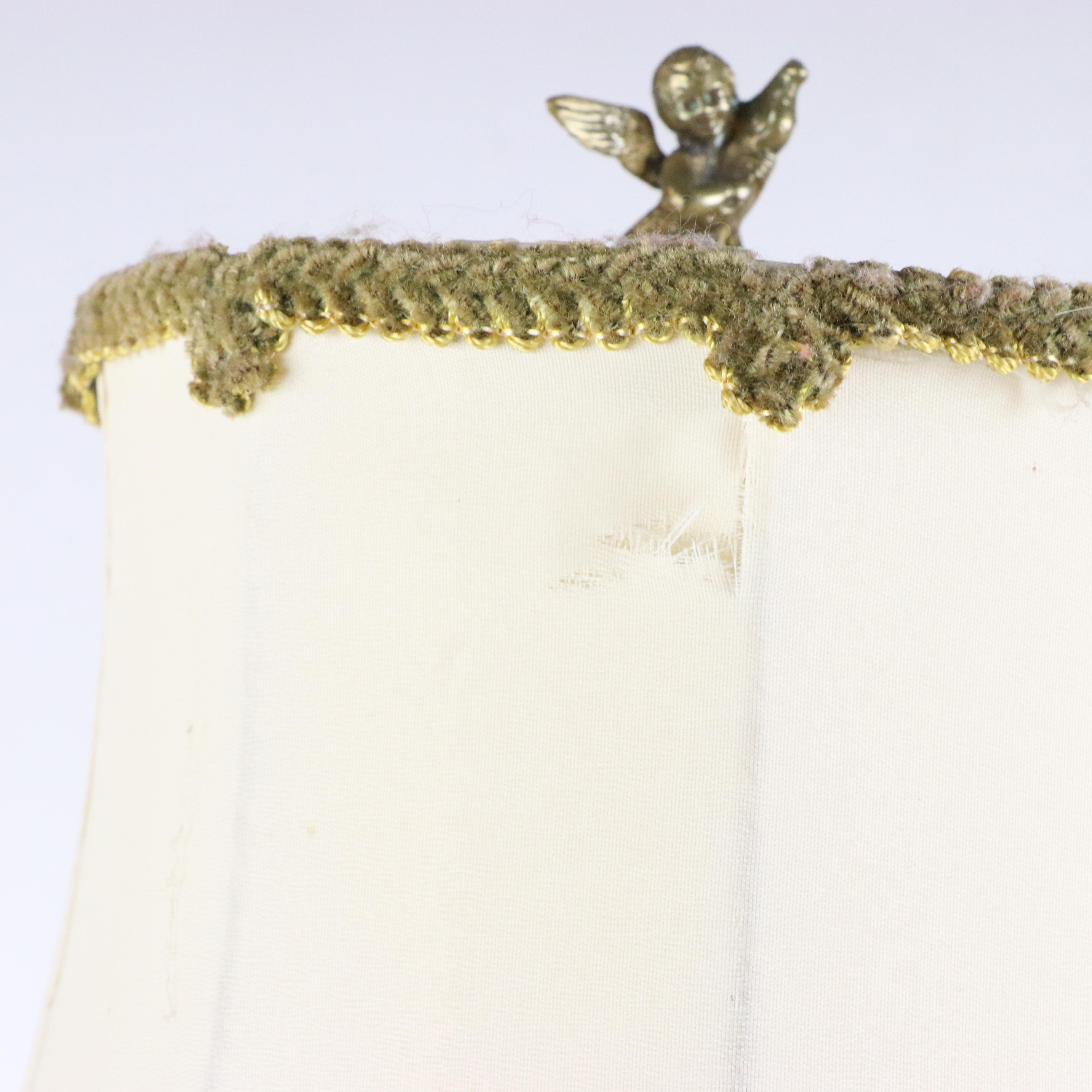 Capodimonte Style Porcelain Ewer Table Lamp with a Scalloped Shade