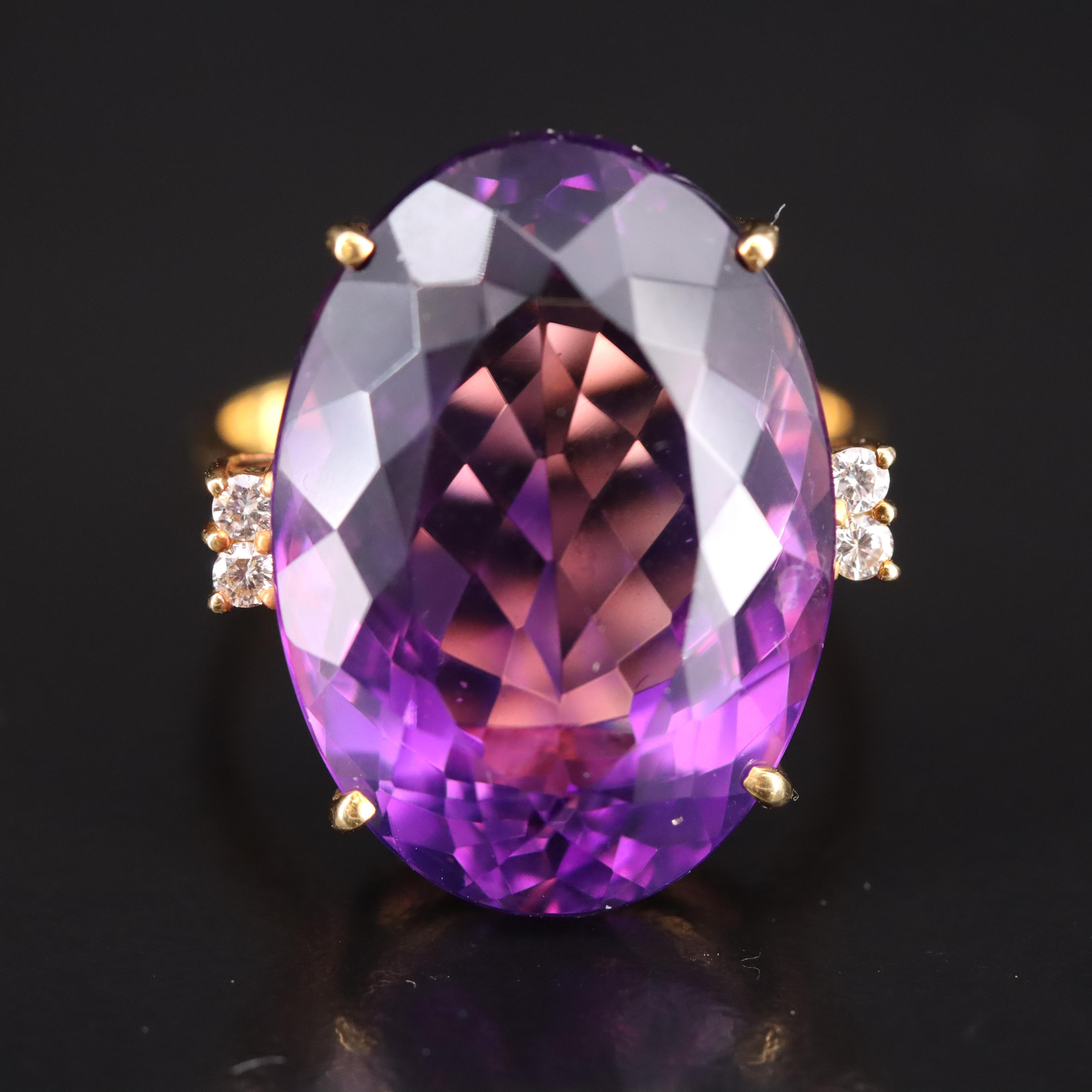 H Stern 18K 28.29 CT Amethyst and Diamond Ring