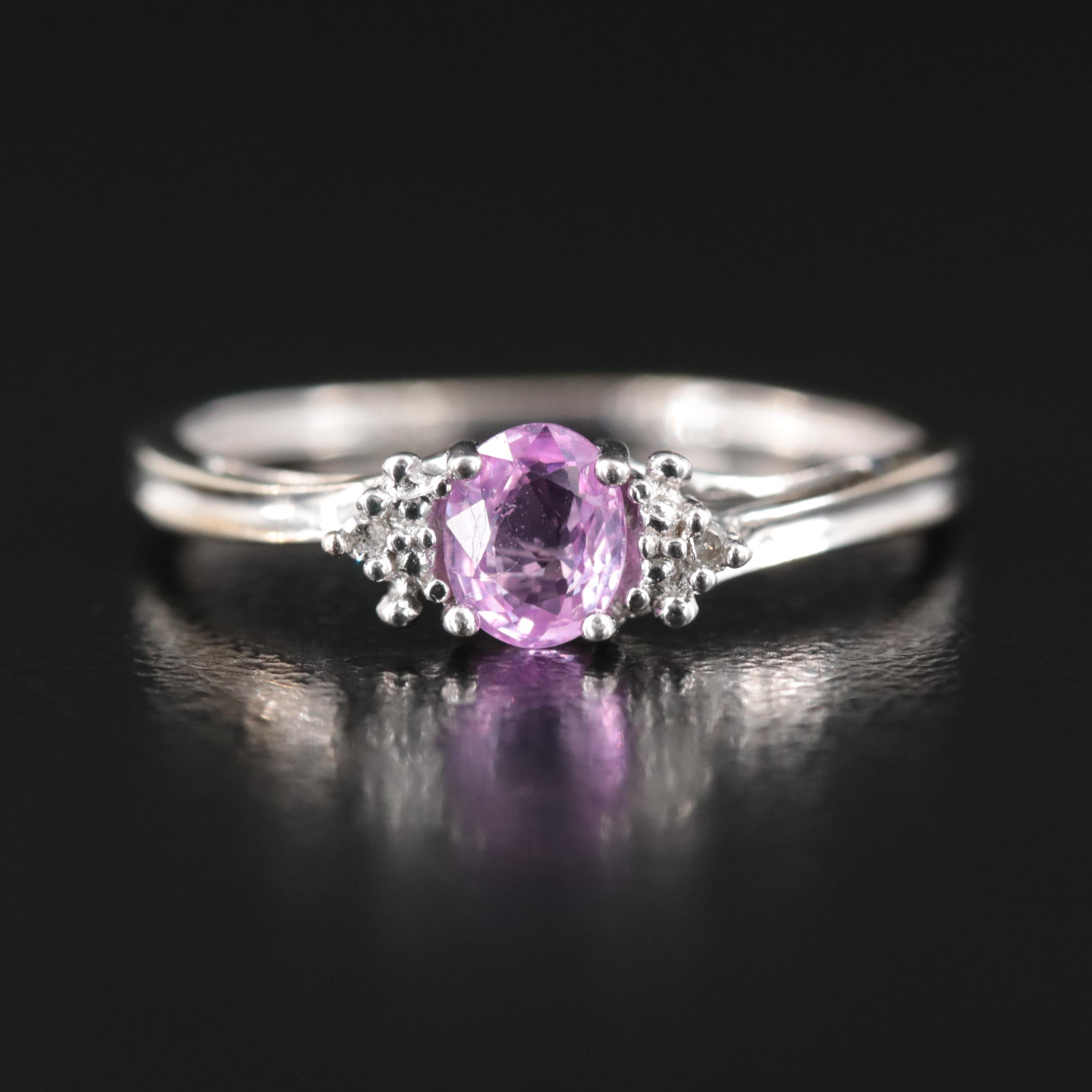 10K Pink Sapphire and Diamond Ring