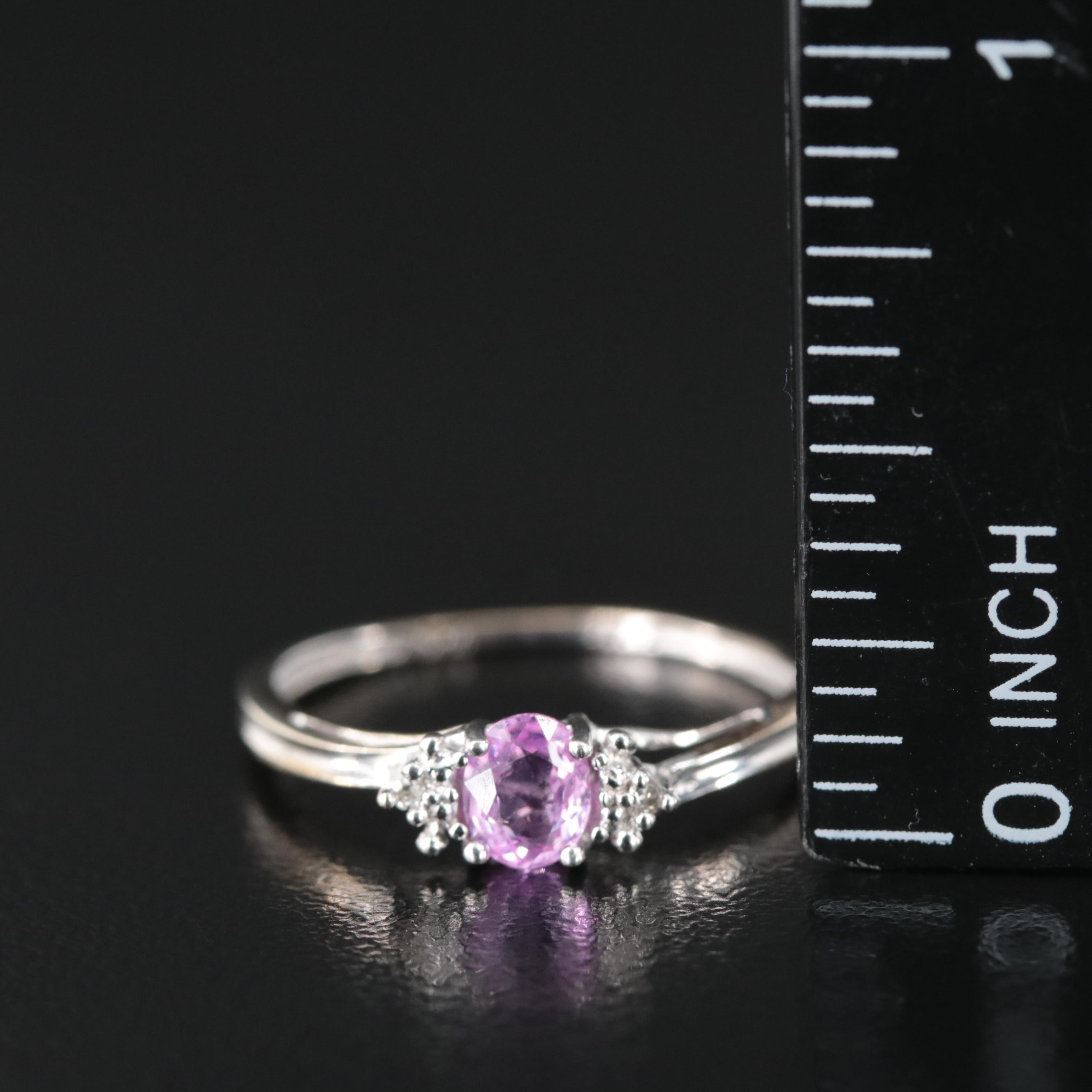 10K Pink Sapphire and Diamond Ring